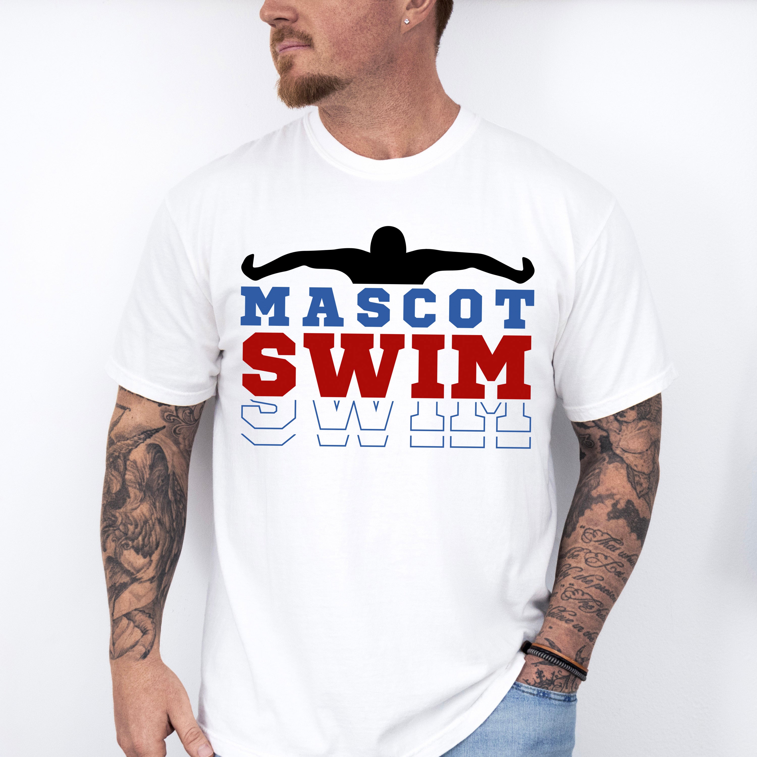 Mascot Swim Red And Blue - Swimming Unisex Crewneck T-Shirt Sweatshirt Hoodie