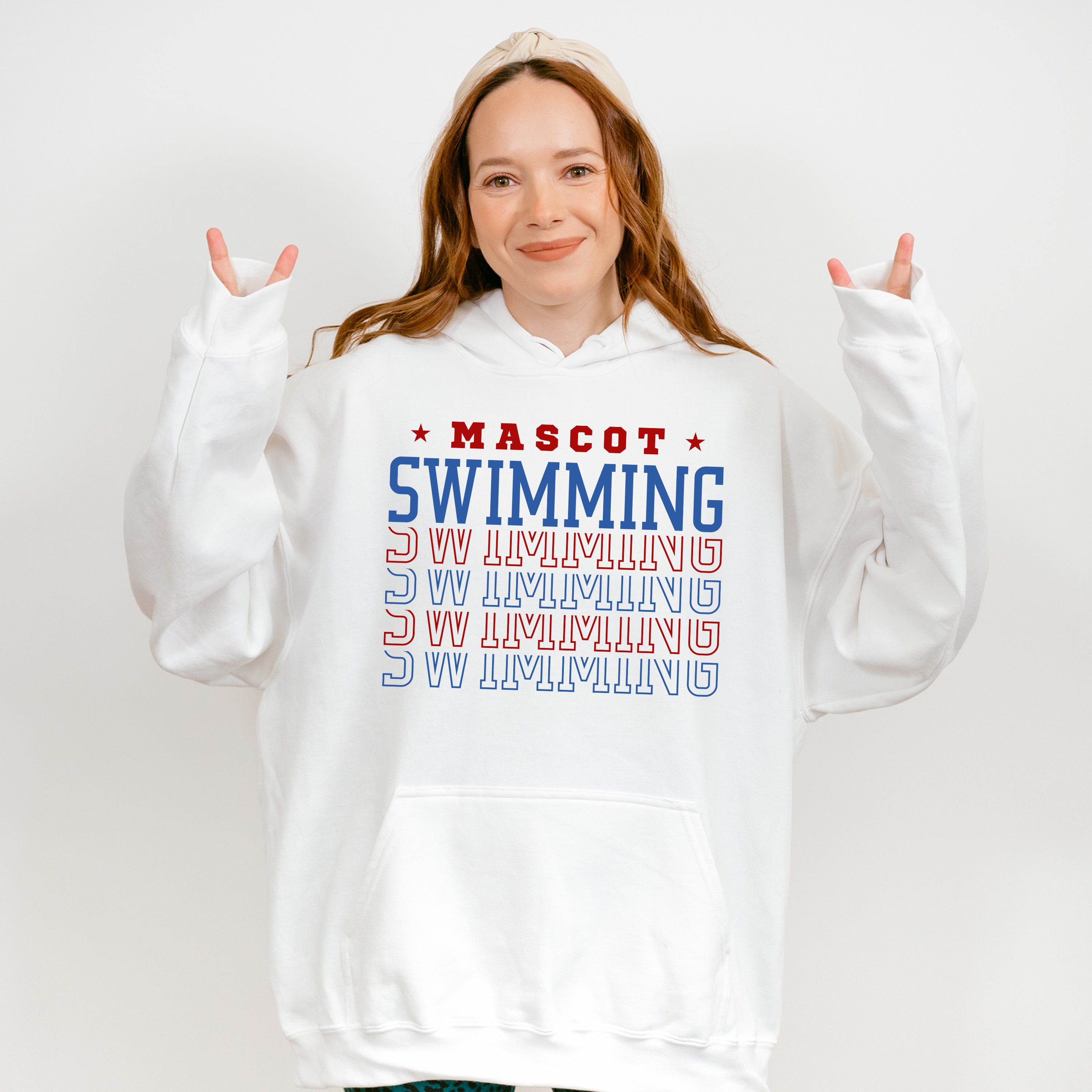 Mascot Swimming Red And Blue - Swimming Unisex Crewneck T-Shirt Sweatshirt Hoodie