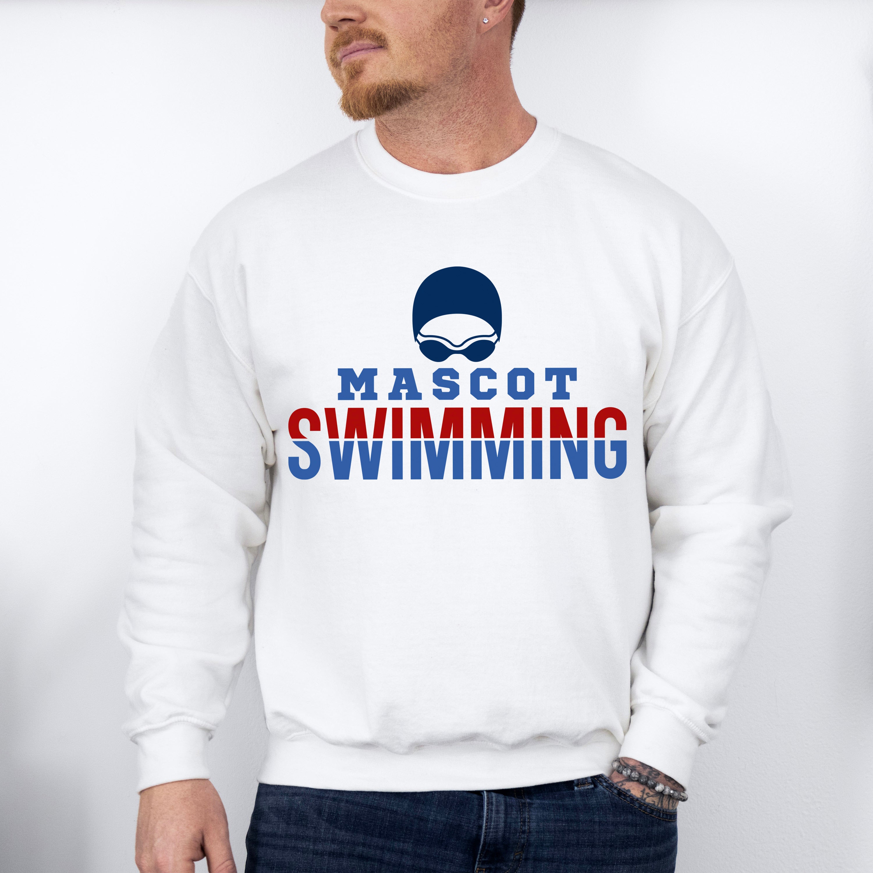Mascot Swimming Blue Design - Swimming Unisex Crewneck T-Shirt Sweatshirt Hoodie