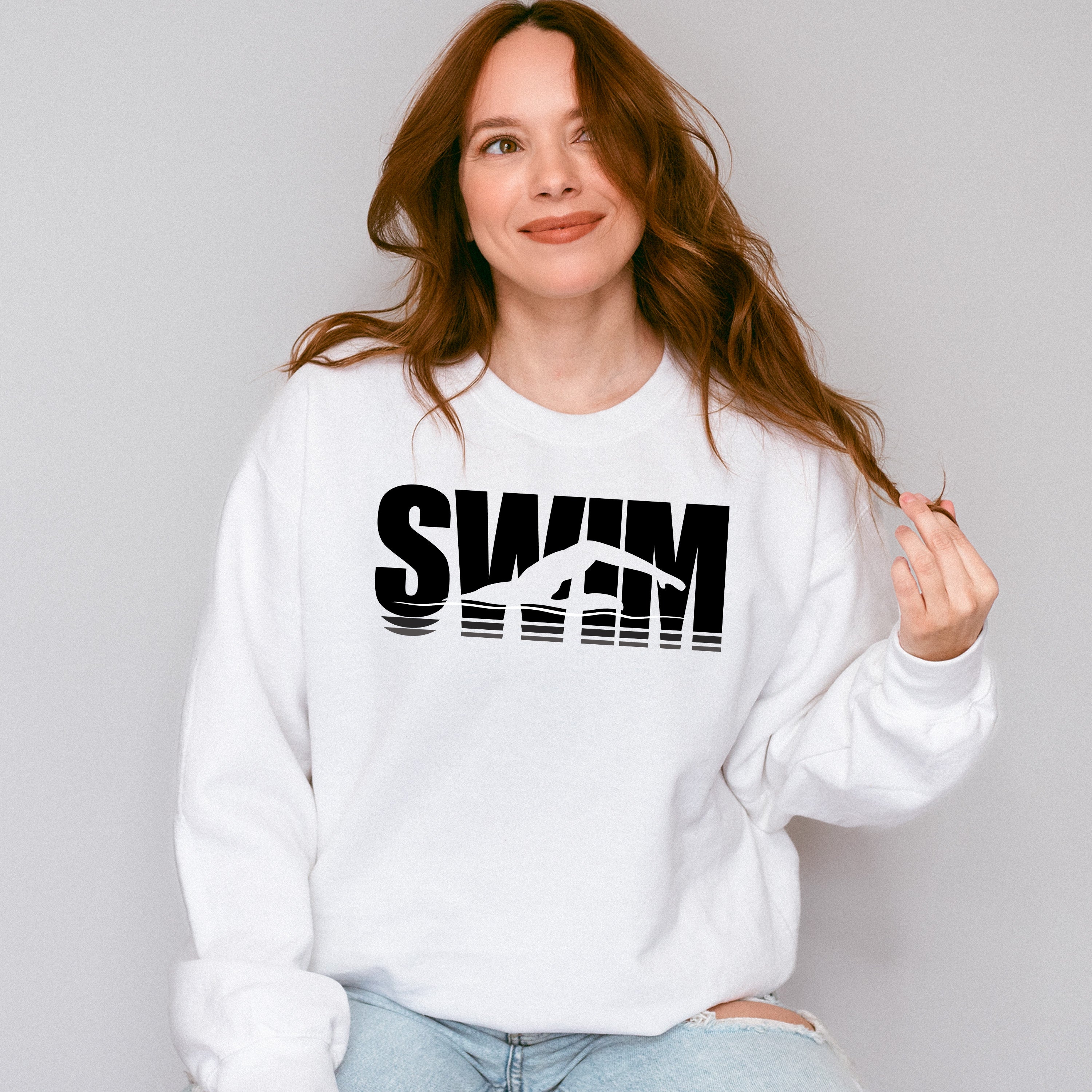 Swim B&amp;W - Swimming Unisex Crewneck T-Shirt Sweatshirt Hoodie