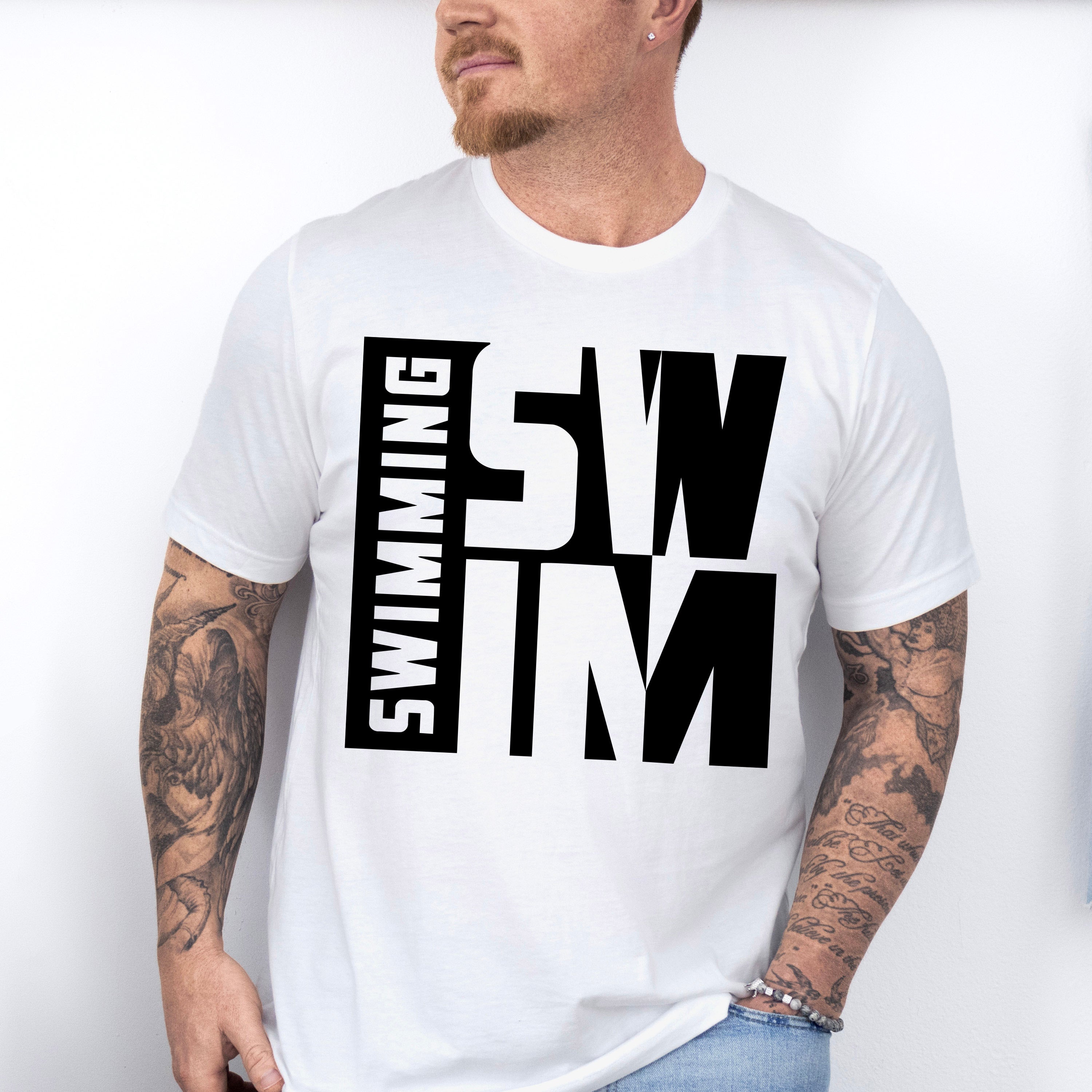 Swimming Swim B&amp;W Design - Swimming Unisex Crewneck T-Shirt Sweatshirt Hoodie