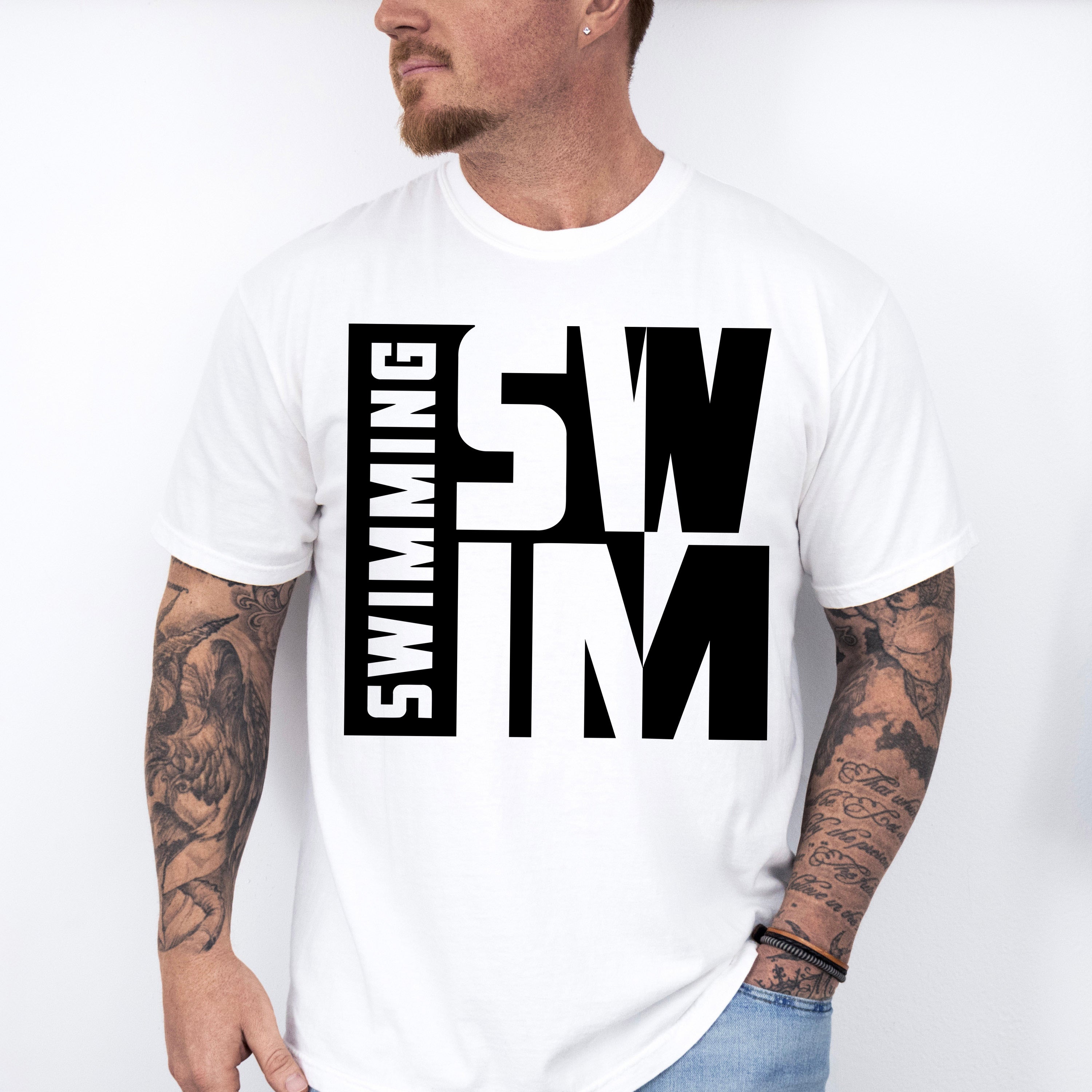 Swimming Swim B&amp;W Design - Swimming Unisex Crewneck T-Shirt Sweatshirt Hoodie
