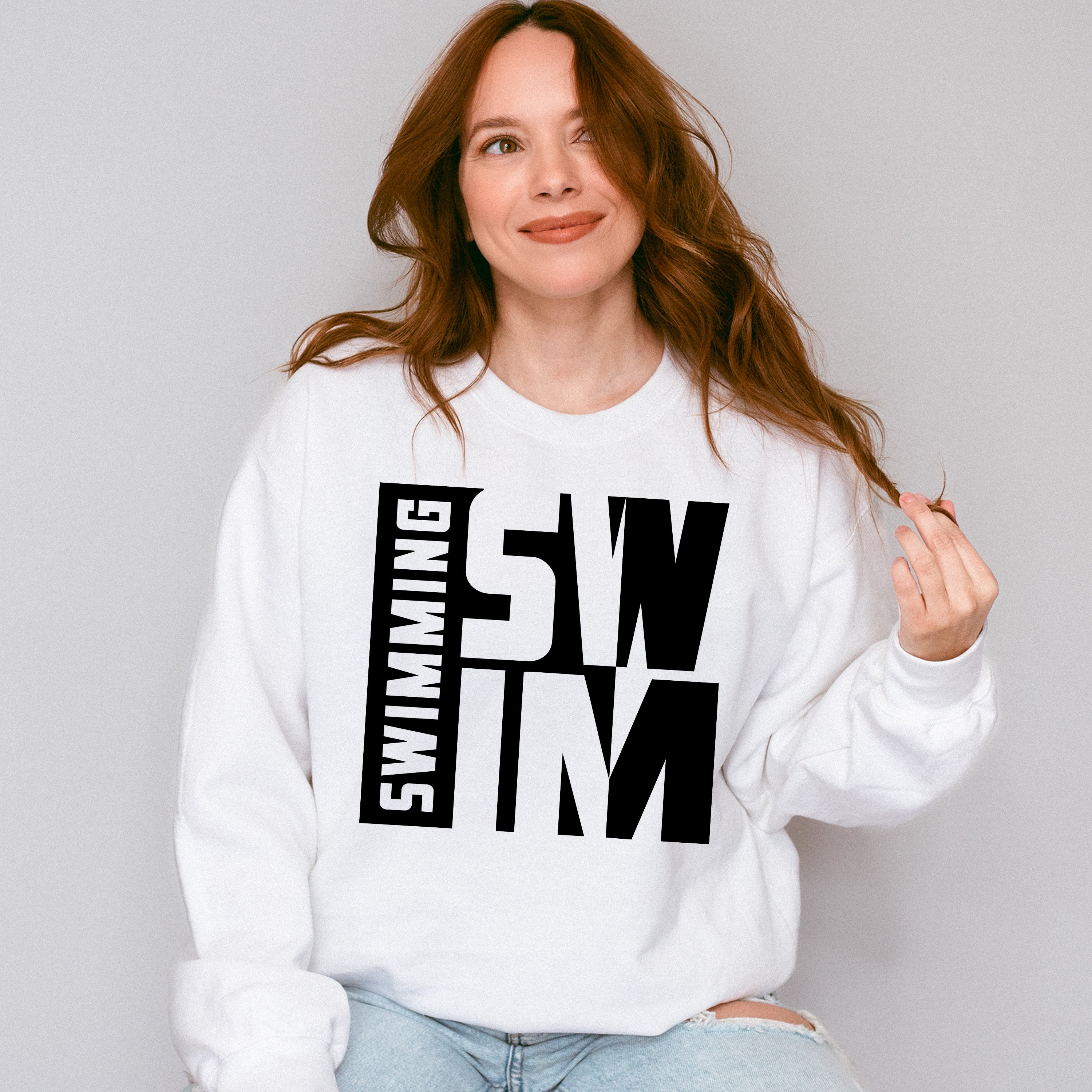 Swimming Swim B&amp;W Design - Swimming Unisex Crewneck T-Shirt Sweatshirt Hoodie