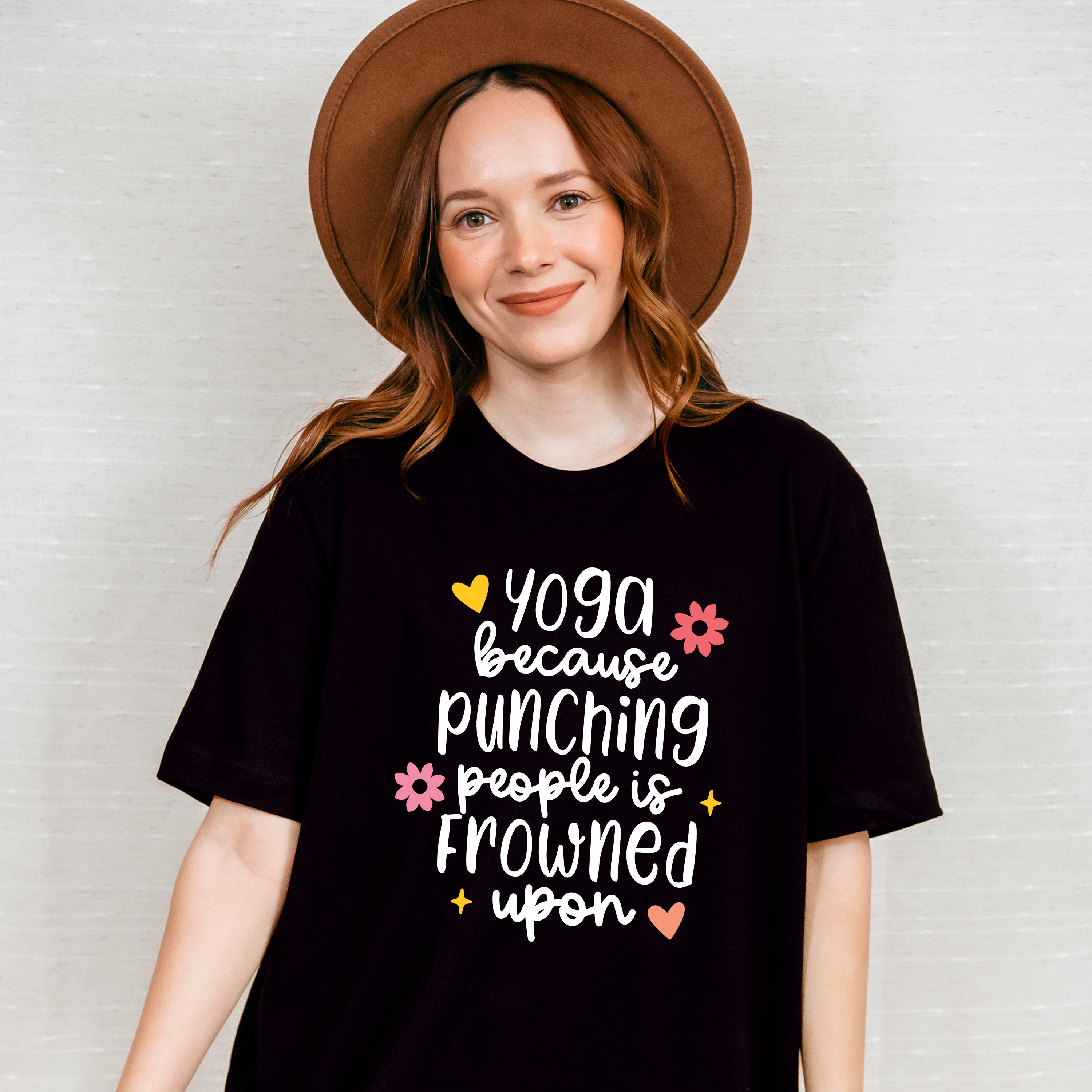 Yoga Because Punching People Is Frowned Upon - Yoga Unisex Crewneck T-Shirt Sweatshirt Hoodie