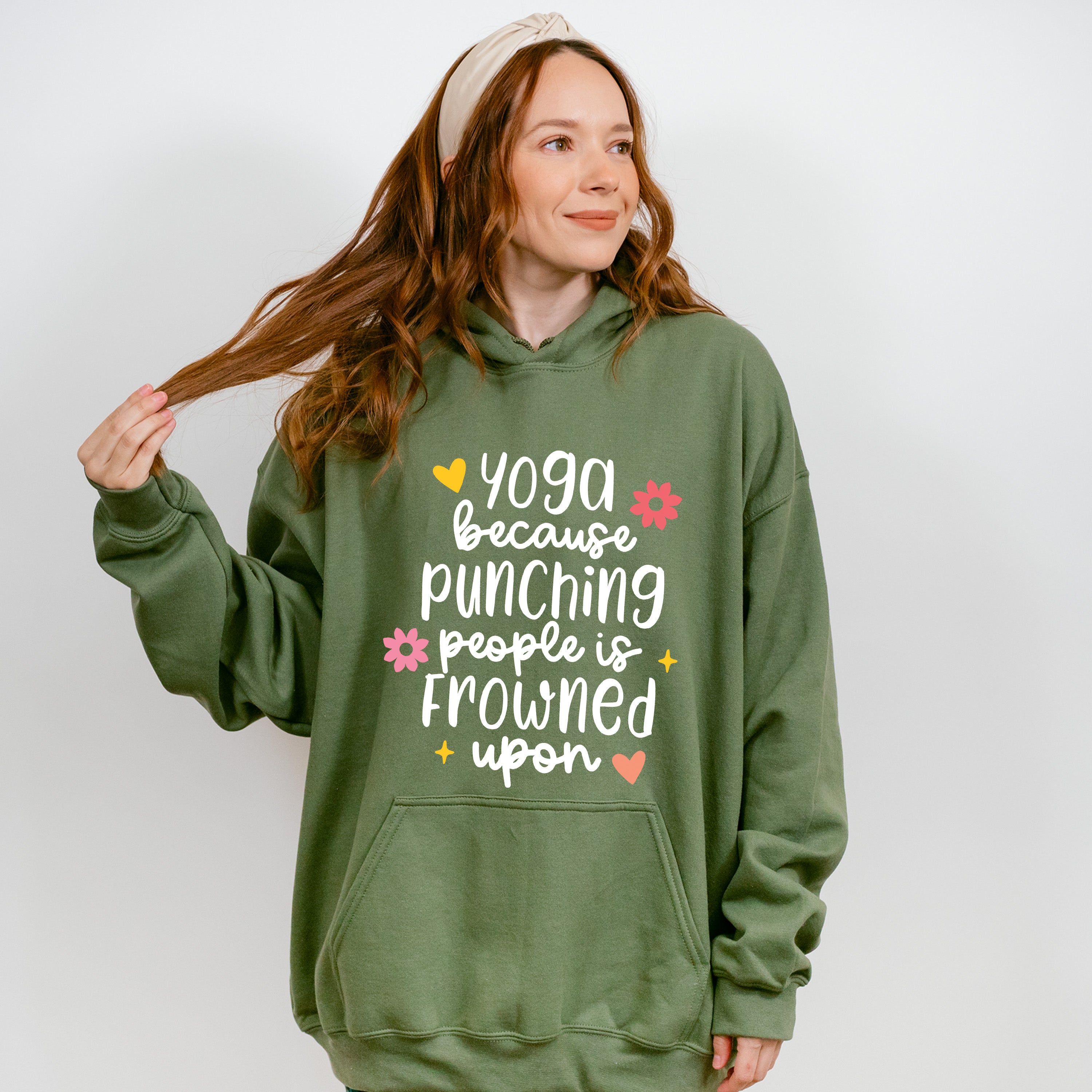 Yoga Because Punching People Is Frowned Upon - Yoga Unisex Crewneck T-Shirt Sweatshirt Hoodie