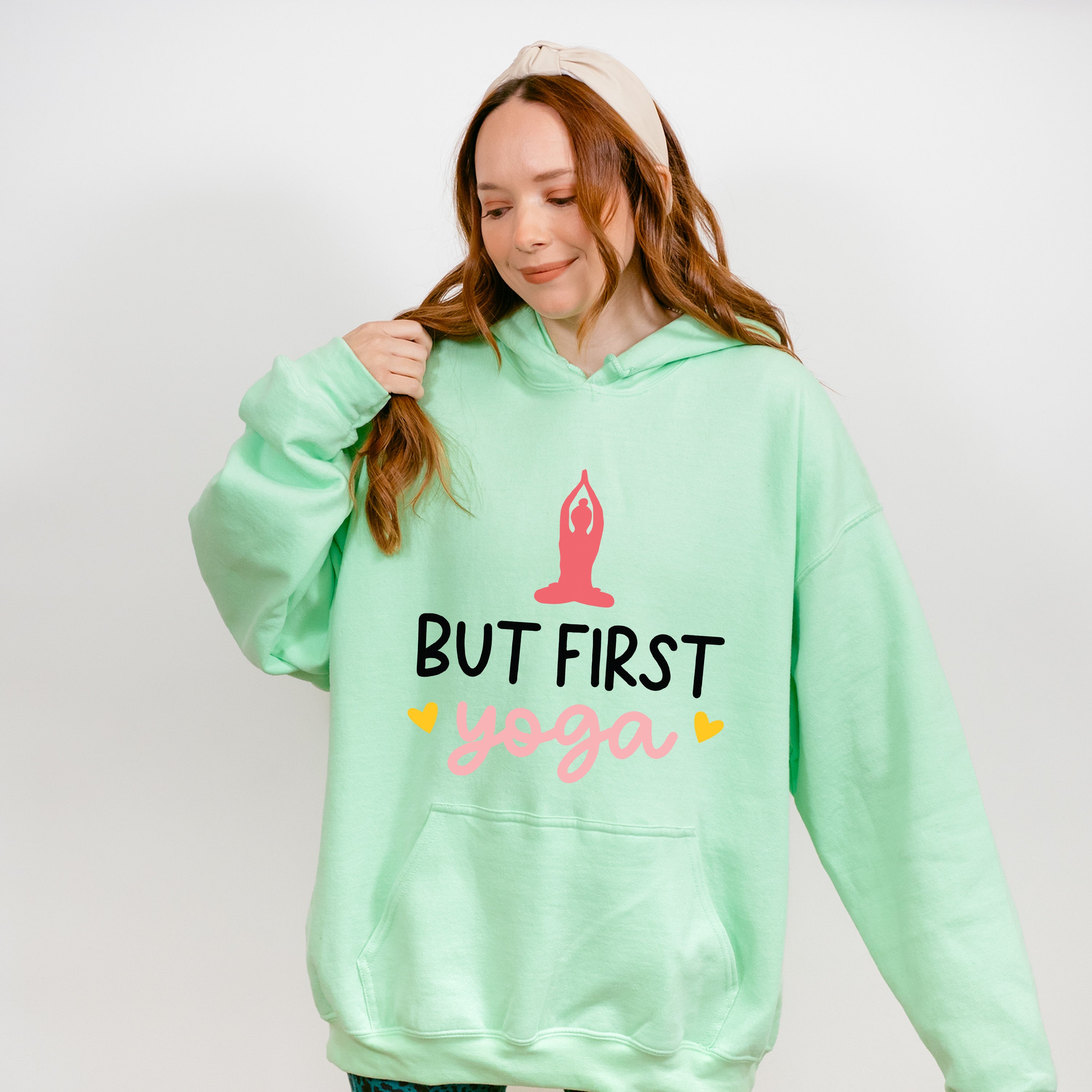 But First Yoga Pink Design - Yoga Unisex Crewneck T-Shirt Sweatshirt Hoodie