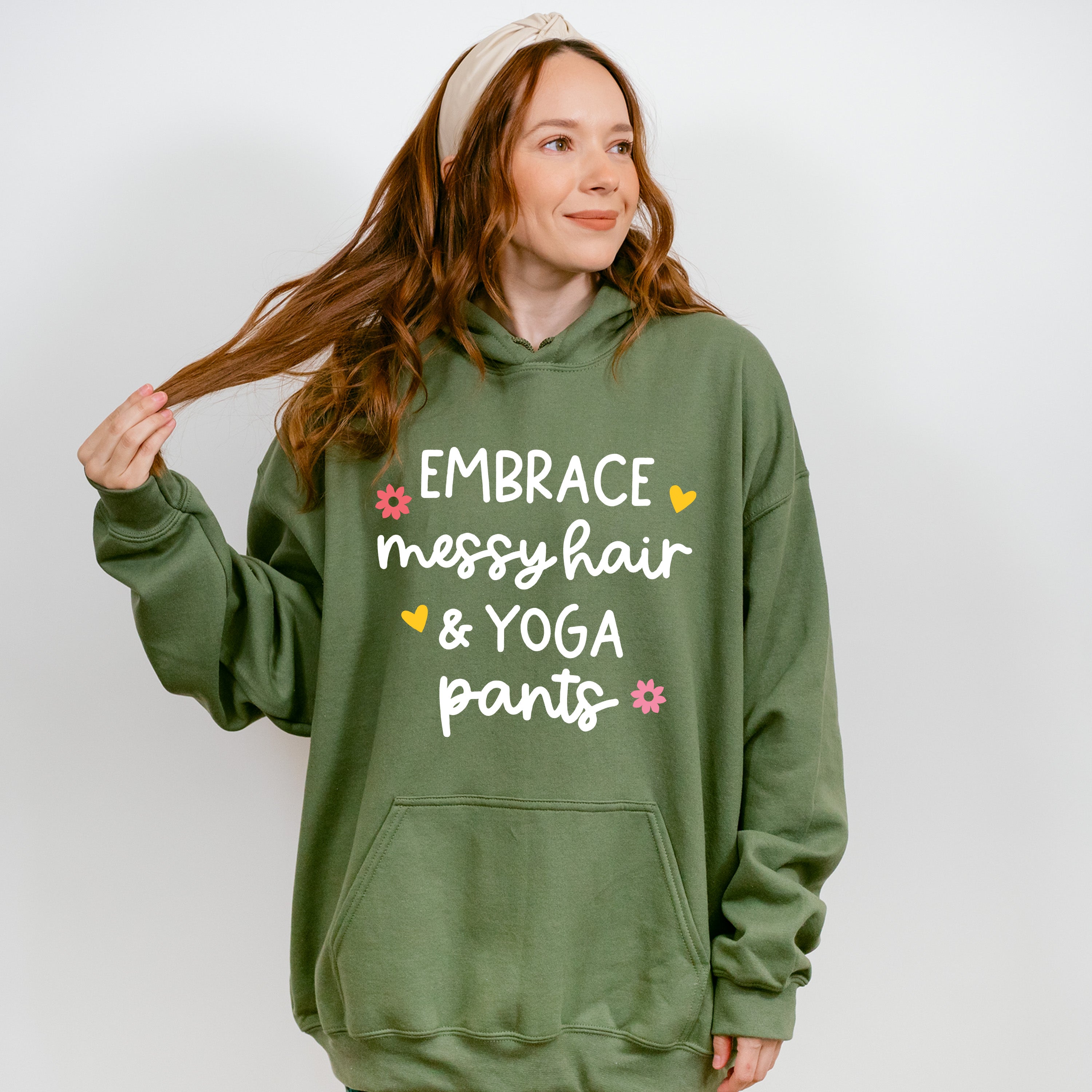 Embrace Messy Hair &amp; Yoga Pants - Yoga Unisex Crewneck T-Shirt Sweatshirt Hoodie