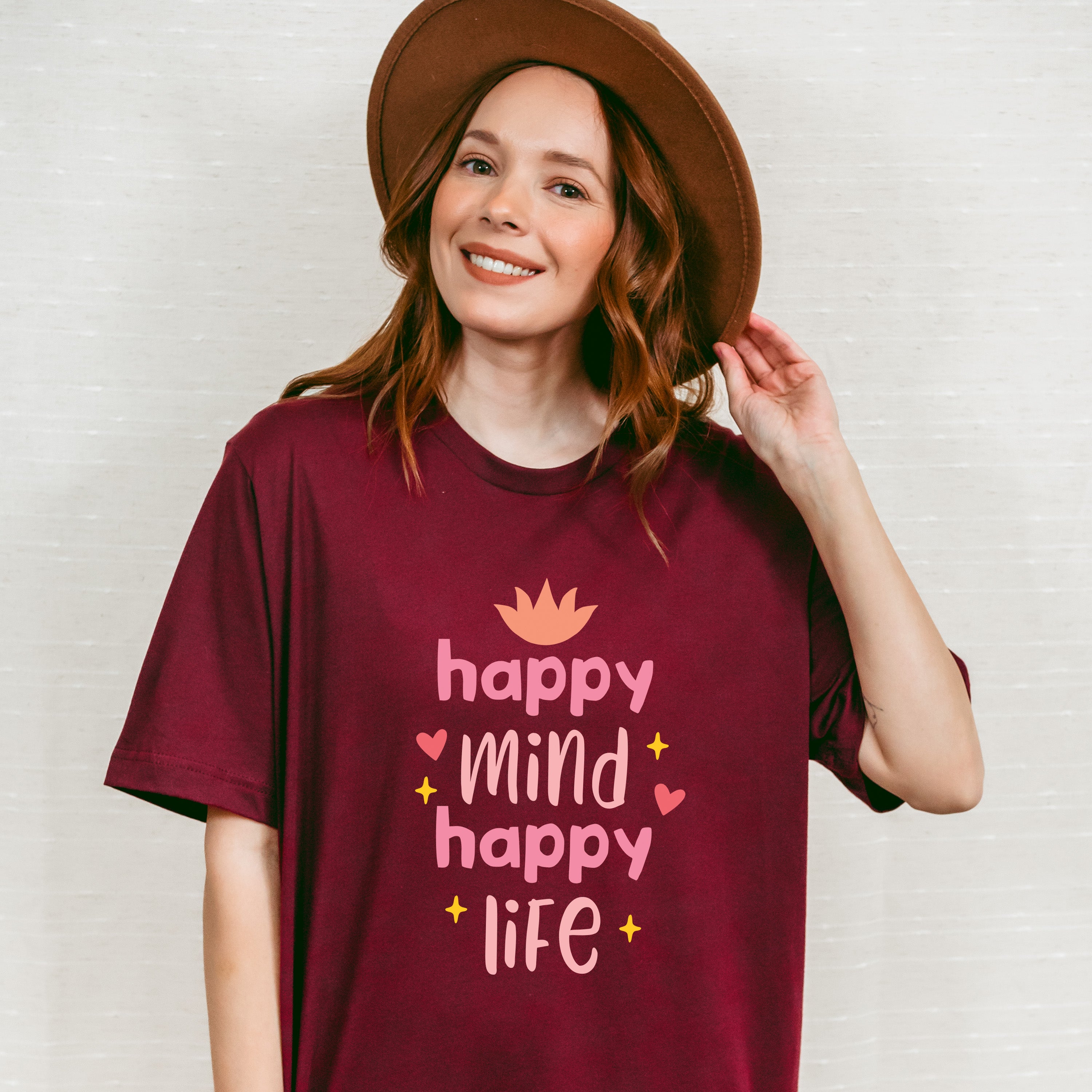 Happy Mind Happy Life - Yoga Unisex Crewneck T-Shirt Sweatshirt Hoodie