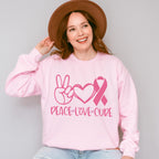 Peace Love Cure Pink Design - Cancer Unisex Crewneck T-Shirt Sweatshirt Hoodie