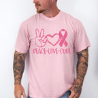 Peace Love Cure Pink Design - Cancer Unisex Crewneck T-Shirt Sweatshirt Hoodie