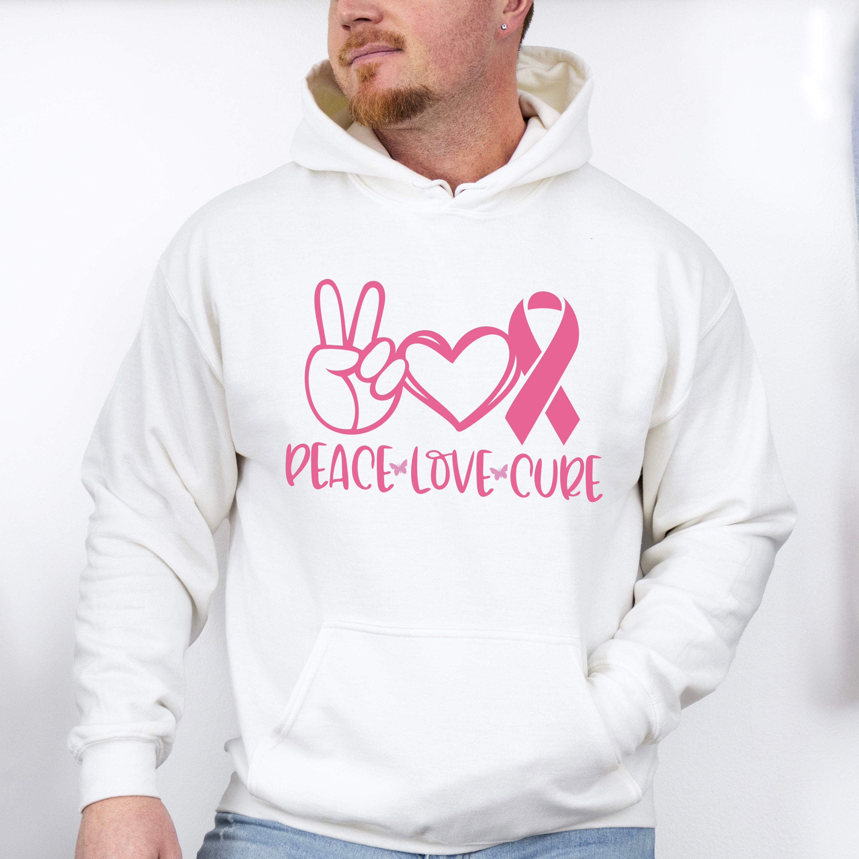Peace Love Cure Pink Design - Cancer Unisex Crewneck T-Shirt Sweatshirt Hoodie