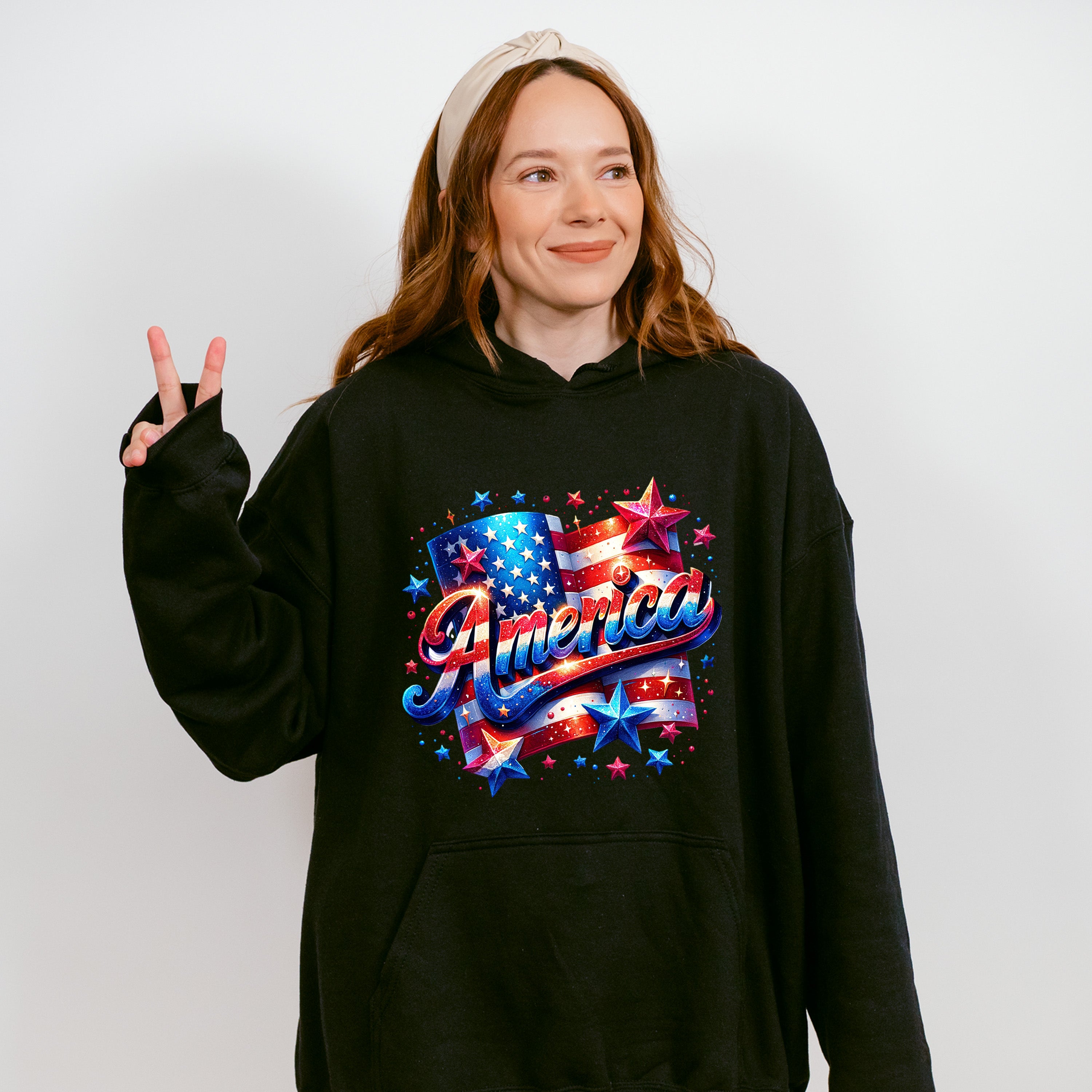 America US Flag With Stars 4Th Of July Unisex Crewneck T-Shirt Sweatshirt Hoodie