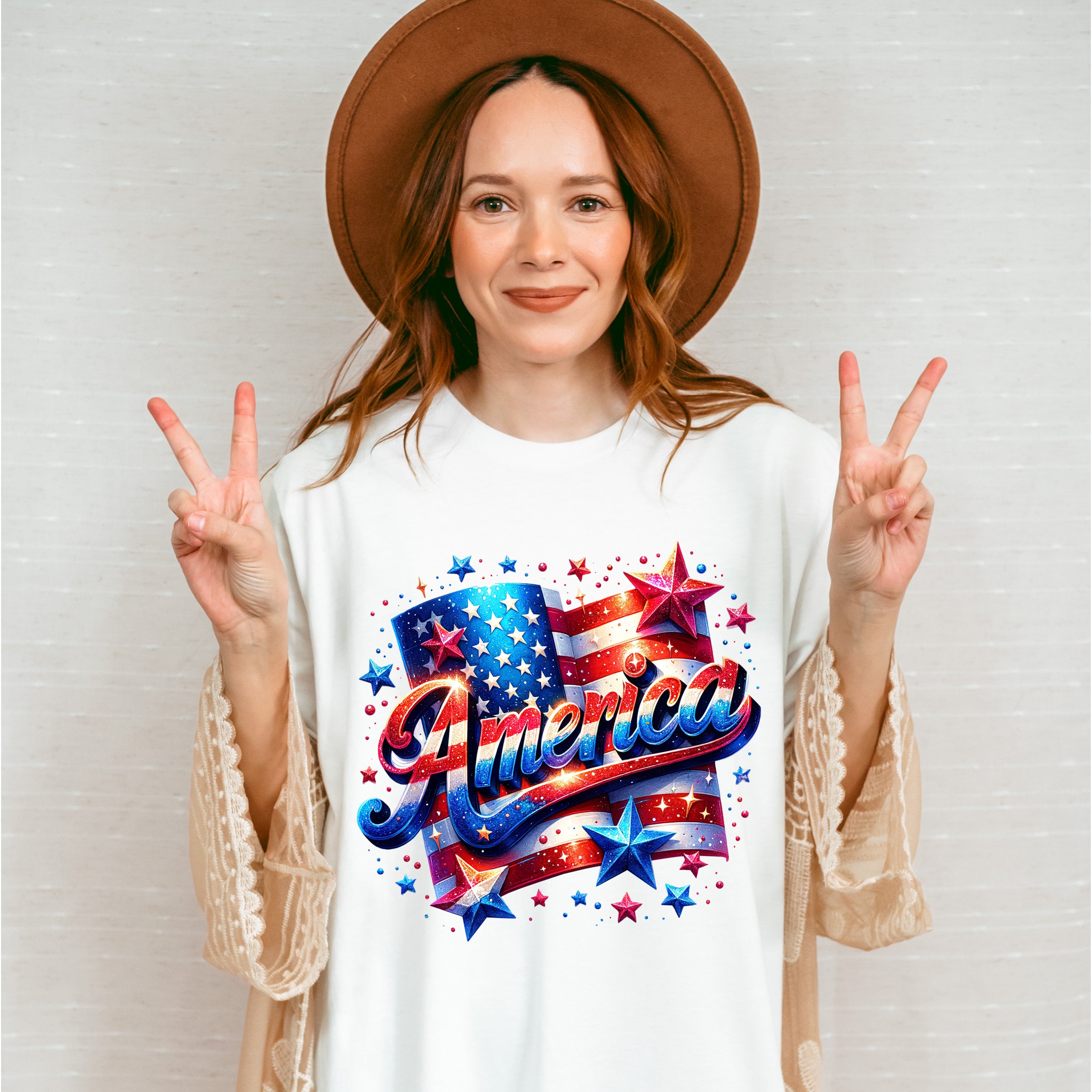 America US Flag With Stars 4Th Of July Unisex Crewneck T-Shirt Sweatshirt Hoodie