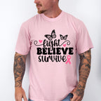 Fight Believe Survive Butterflies - Cancer Unisex Crewneck T-Shirt Sweatshirt Hoodie