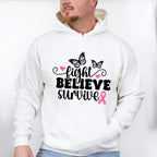 Fight Believe Survive Butterflies - Cancer Unisex Crewneck T-Shirt Sweatshirt Hoodie
