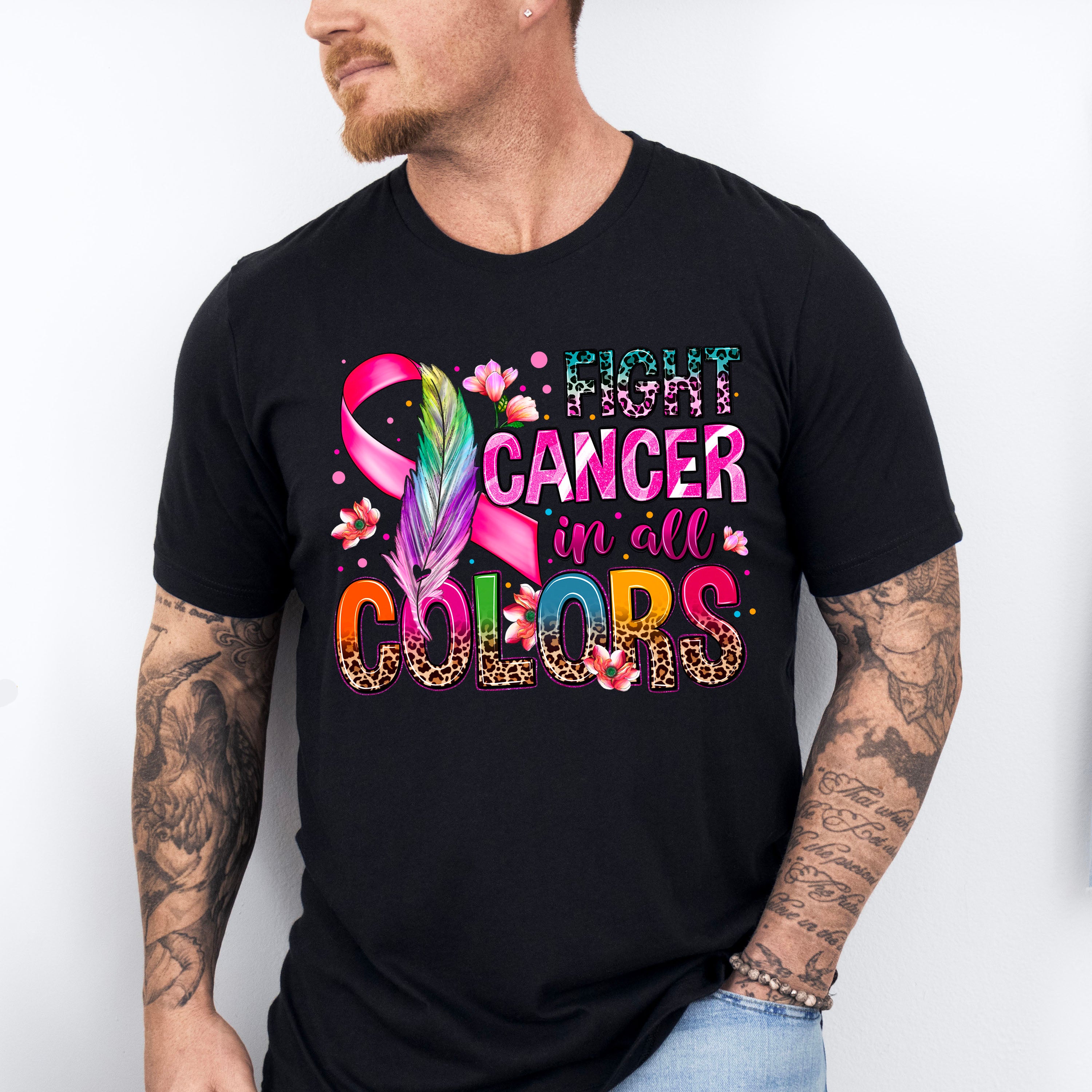 Fight Cancer In All Colors - Cancer Unisex Crewneck T-Shirt Sweatshirt Hoodie