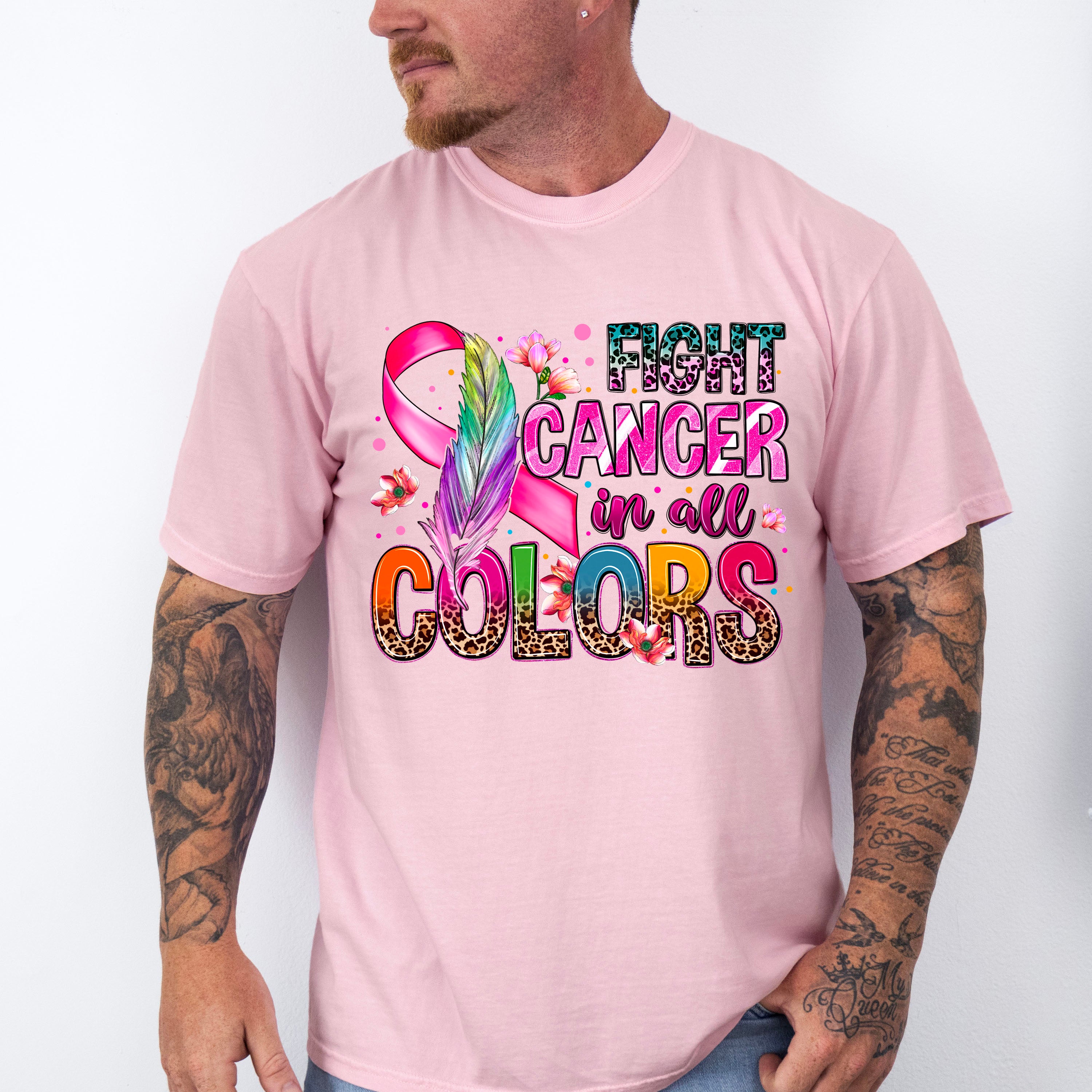Fight Cancer In All Colors - Cancer Unisex Crewneck T-Shirt Sweatshirt Hoodie