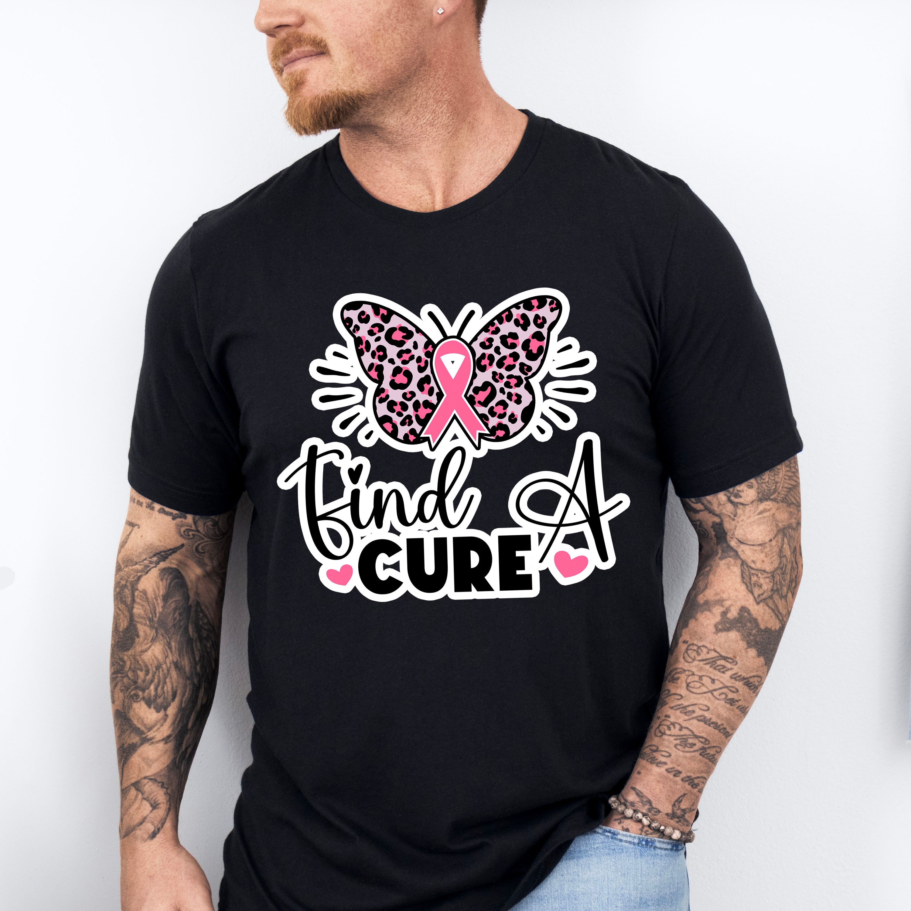 Find A Cure Butterfly Ribbon Heart - Cancer Unisex Crewneck T-Shirt Sweatshirt Hoodie