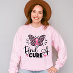 Find A Cure Butterfly Ribbon Heart - Cancer Unisex Crewneck T-Shirt Sweatshirt Hoodie