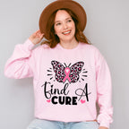 Find A Cure Butterfly Ribbon Heart - Cancer Unisex Crewneck T-Shirt Sweatshirt Hoodie