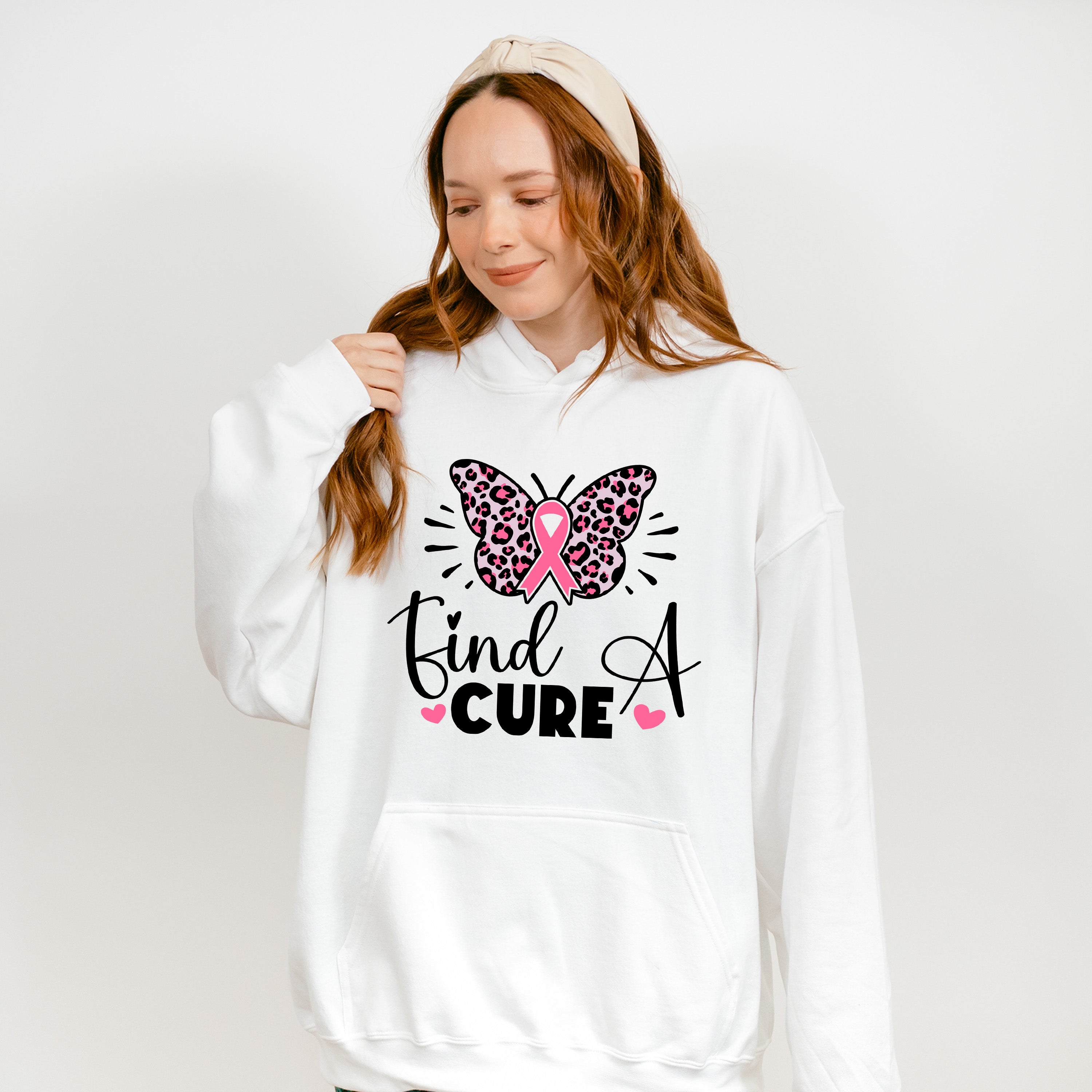 Find A Cure Butterfly Ribbon Heart - Cancer Unisex Crewneck T-Shirt Sweatshirt Hoodie