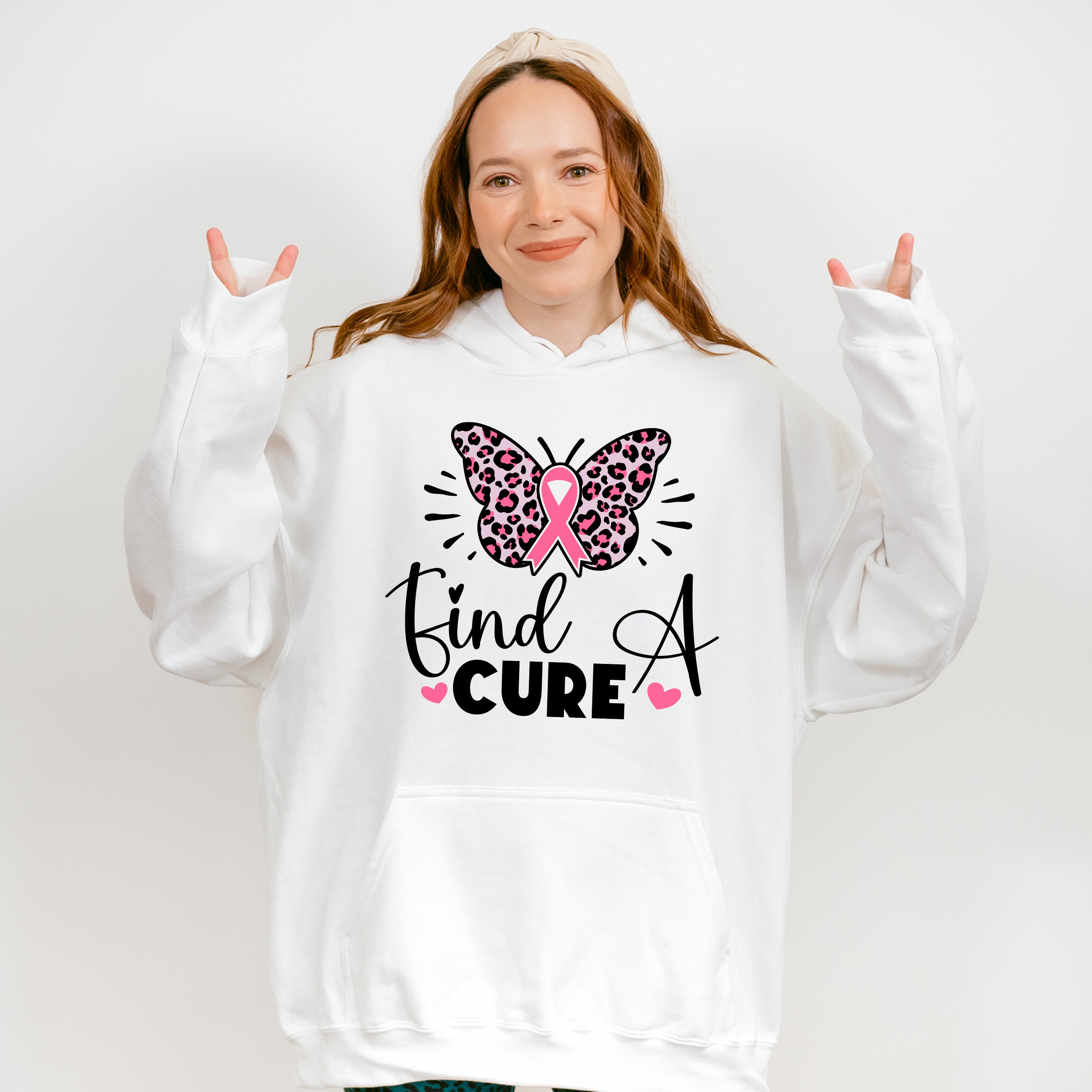 Find A Cure Butterfly Ribbon Heart - Cancer Unisex Crewneck T-Shirt Sweatshirt Hoodie