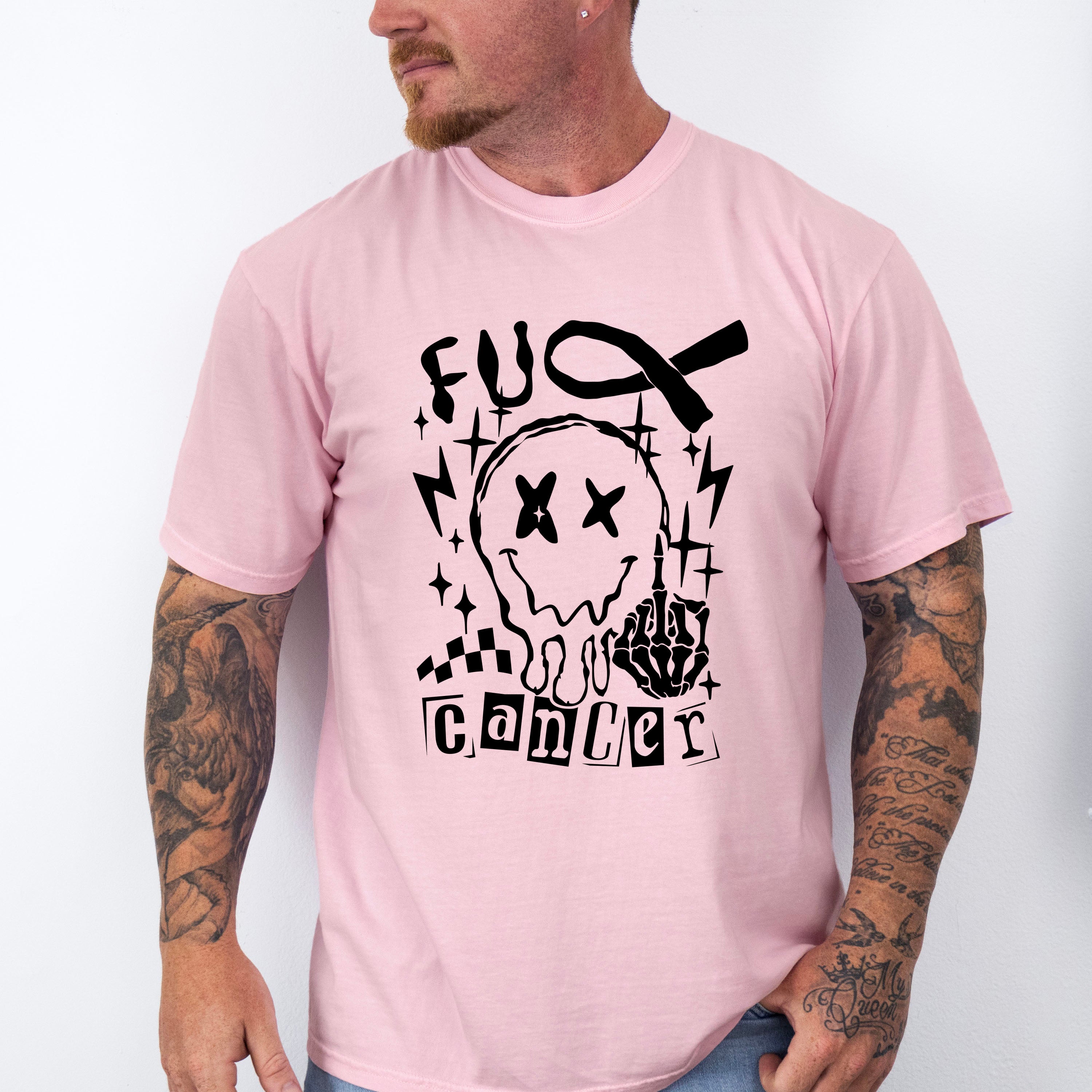 Fu Cancer Smiley - Cancer Unisex Crewneck T-Shirt Sweatshirt Hoodie