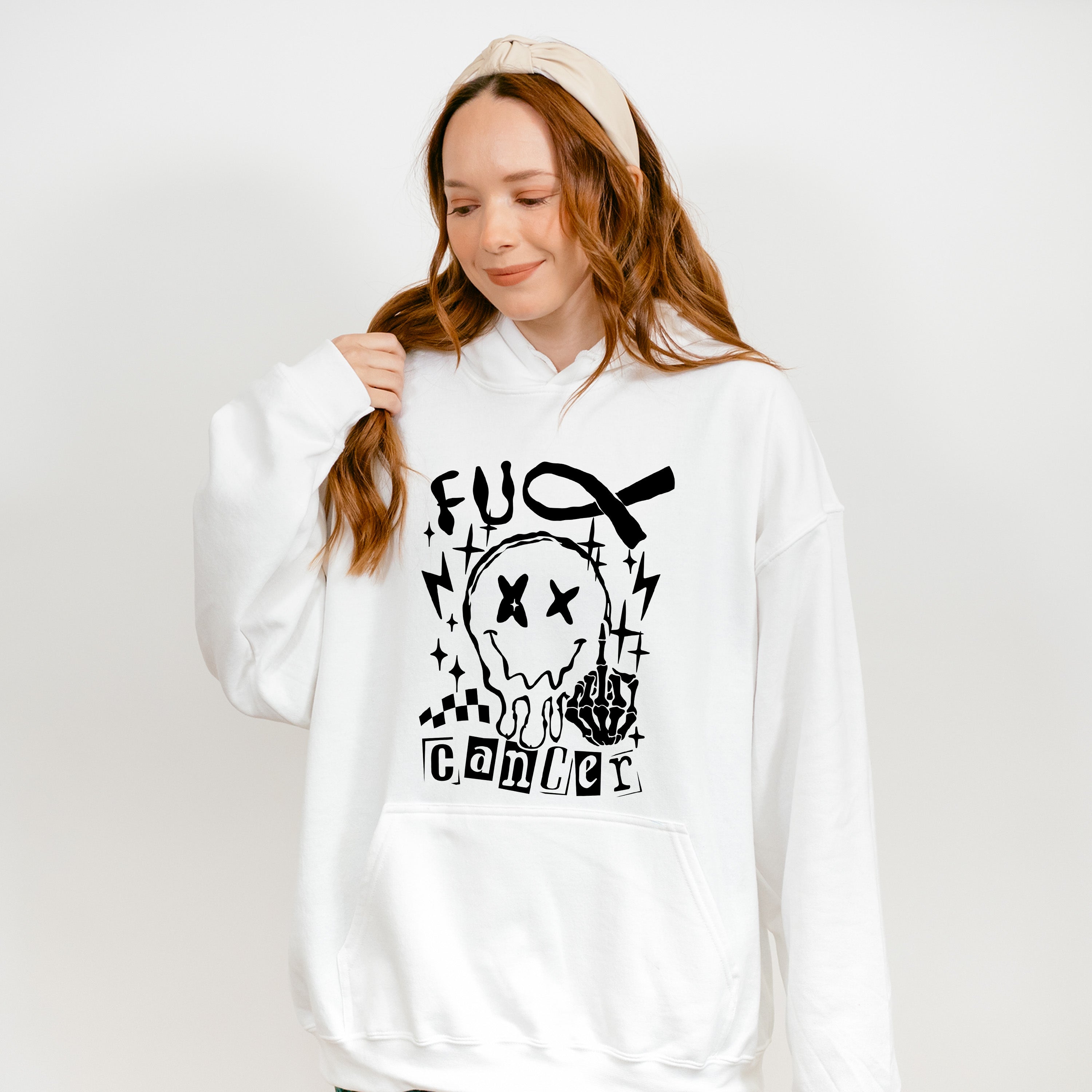 Fu Cancer Smiley - Cancer Unisex Crewneck T-Shirt Sweatshirt Hoodie