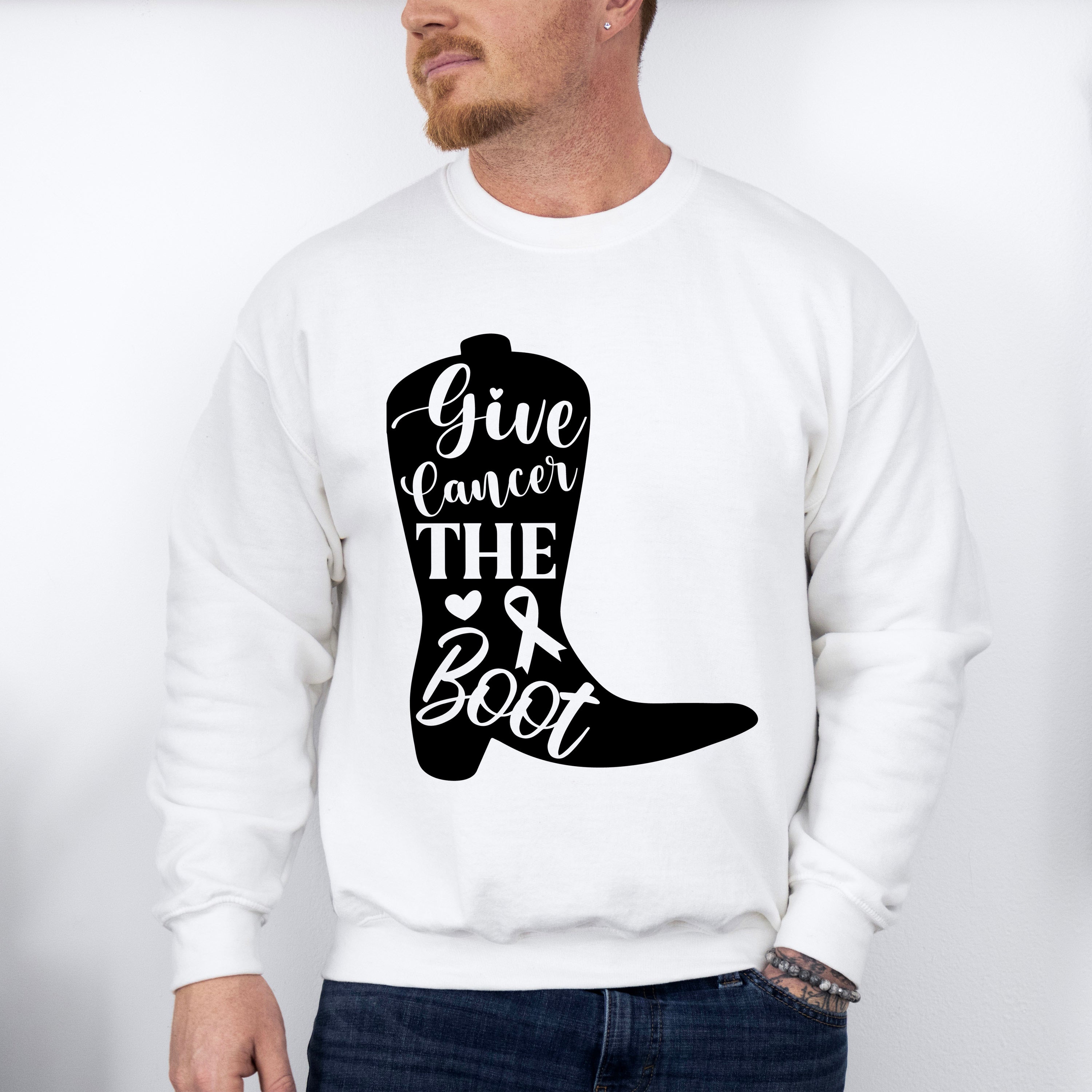 Give Cancer The Boot - Cancer Unisex Crewneck T-Shirt Sweatshirt Hoodie
