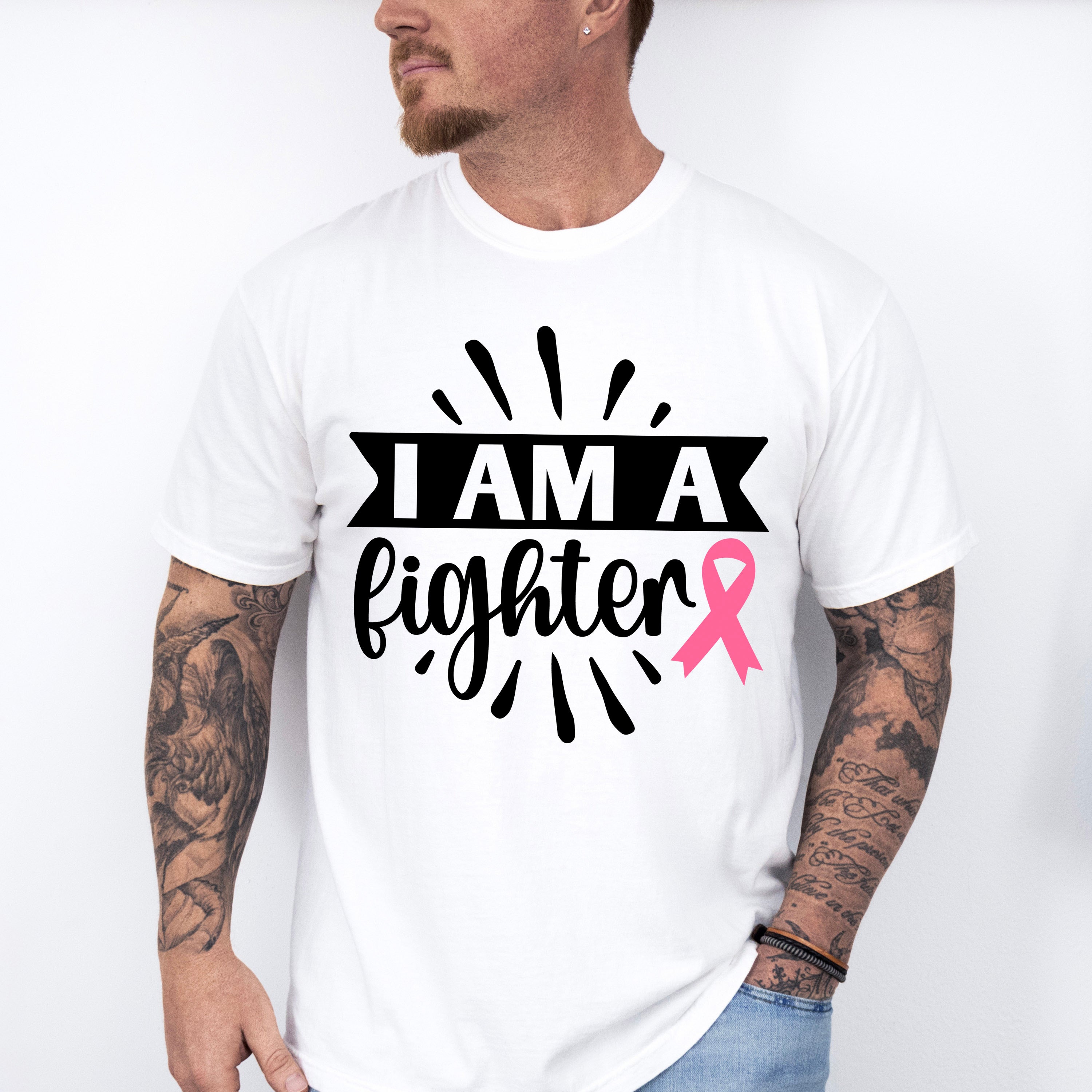 I Am A Fighter Ribbon - Cancer Unisex Crewneck T-Shirt Sweatshirt Hoodie