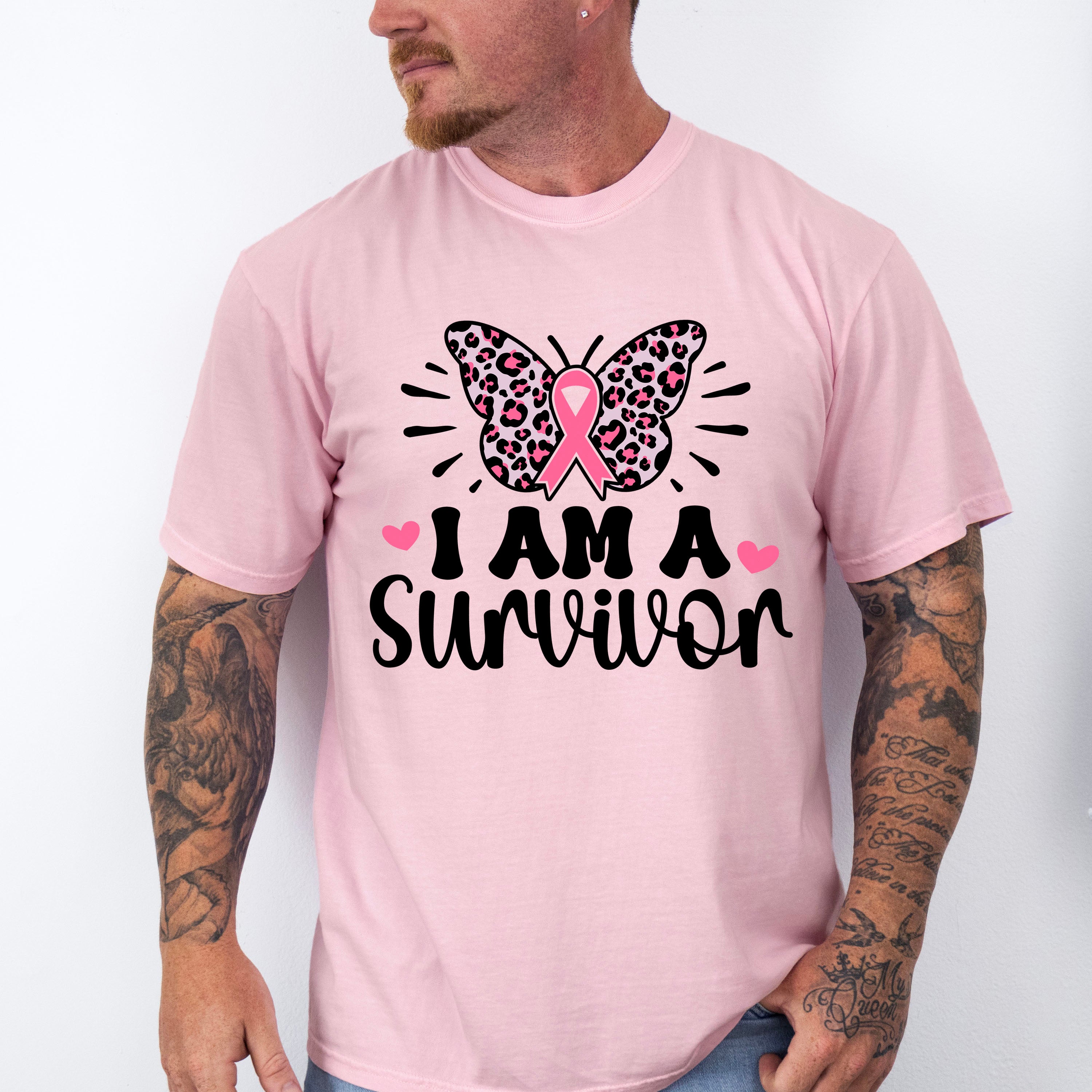 I Am A Survivor Ribbon Butterfly - Cancer Unisex Crewneck T-Shirt Sweatshirt Hoodie