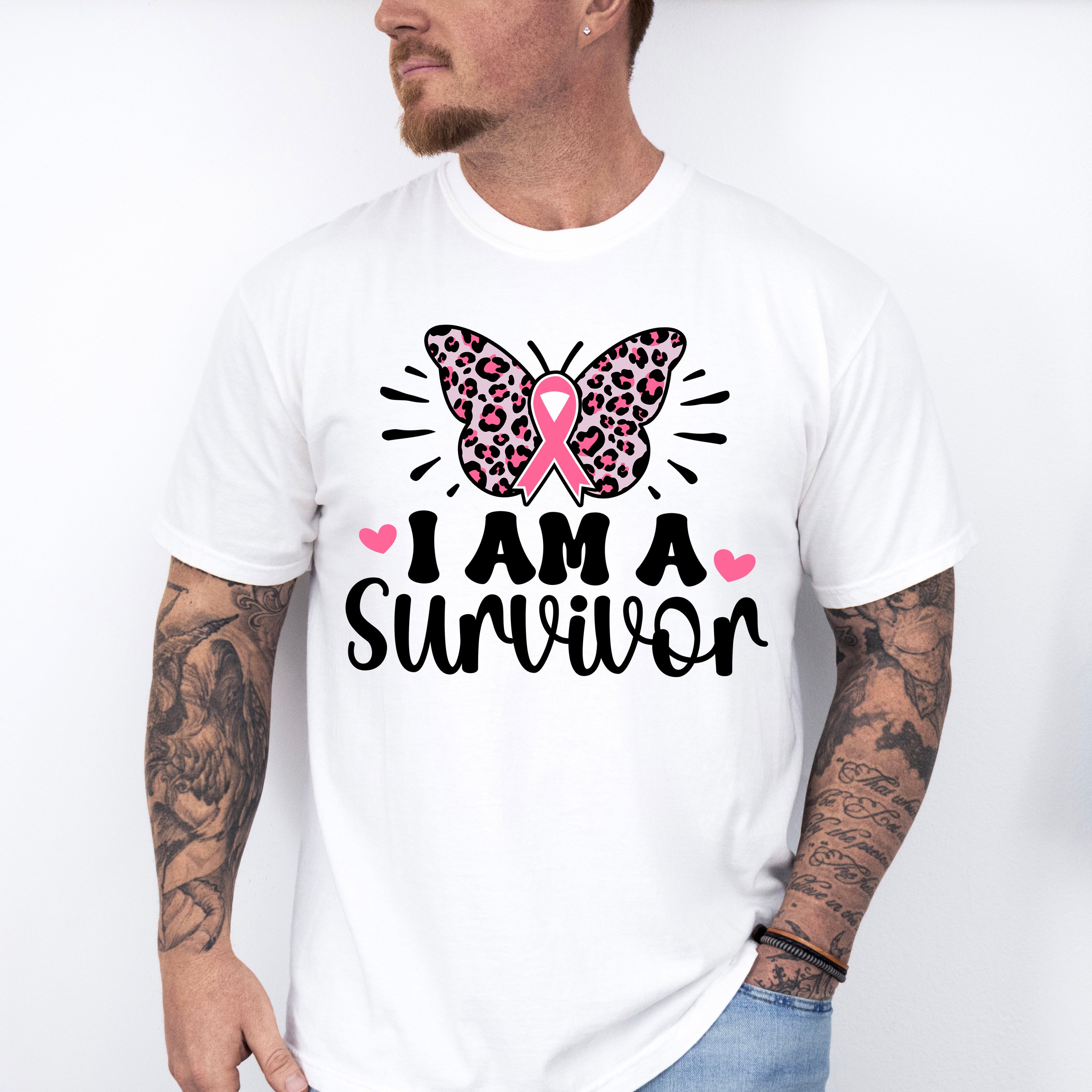 I Am A Survivor Ribbon Butterfly - Cancer Unisex Crewneck T-Shirt Sweatshirt Hoodie