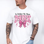 In October We Wear Pink Bowtie - Cancer Unisex Crewneck T-Shirt Sweatshirt Hoodie