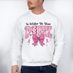 In October We Wear Pink Bowtie - Cancer Unisex Crewneck T-Shirt Sweatshirt Hoodie