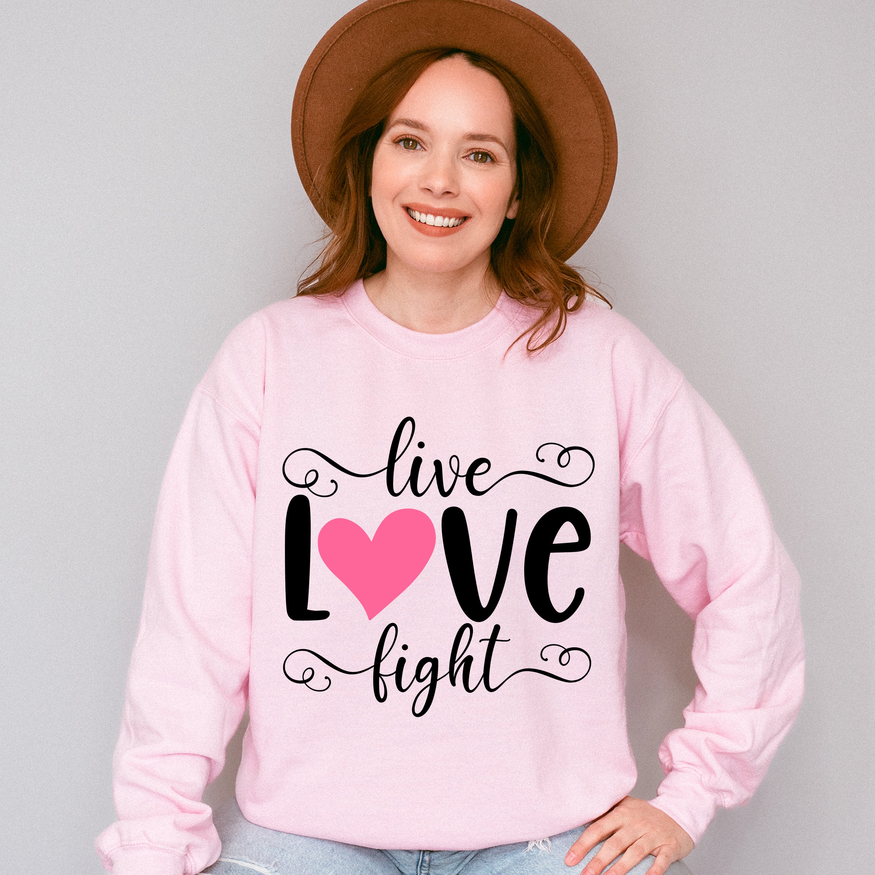 Live Love Fight - Cancer Unisex Crewneck T-Shirt Sweatshirt Hoodie