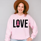 Love B&W Ribbon Design - Cancer Unisex Crewneck T-Shirt Sweatshirt Hoodie