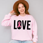 Love B&W Ribbon Design - Cancer Unisex Crewneck T-Shirt Sweatshirt Hoodie