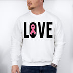 Love B&W Ribbon Design - Cancer Unisex Crewneck T-Shirt Sweatshirt Hoodie