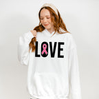 Love B&W Ribbon Design - Cancer Unisex Crewneck T-Shirt Sweatshirt Hoodie