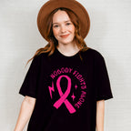 Nobody Fights Alone Ribbon B&W - Cancer Unisex Crewneck T-Shirt Sweatshirt Hoodie