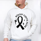 Nobody Fights Alone Ribbon B&W - Cancer Unisex Crewneck T-Shirt Sweatshirt Hoodie