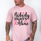 Nobody Fights Alone Pink Flowers - Cancer Unisex Crewneck T-Shirt Sweatshirt Hoodie