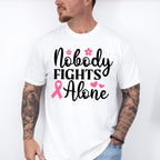 Nobody Fights Alone Pink Flowers - Cancer Unisex Crewneck T-Shirt Sweatshirt Hoodie