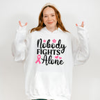 Nobody Fights Alone Pink Flowers - Cancer Unisex Crewneck T-Shirt Sweatshirt Hoodie