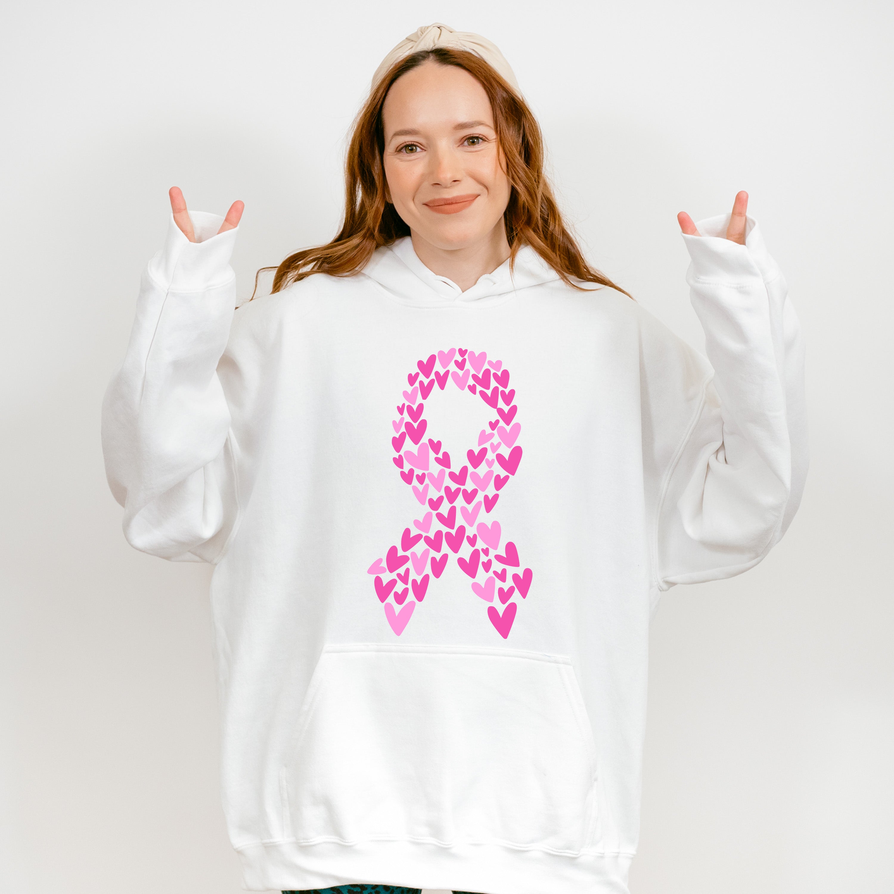 Ribbon Made Of Hearts - Cancer Unisex Crewneck T-Shirt Sweatshirt Hoodie