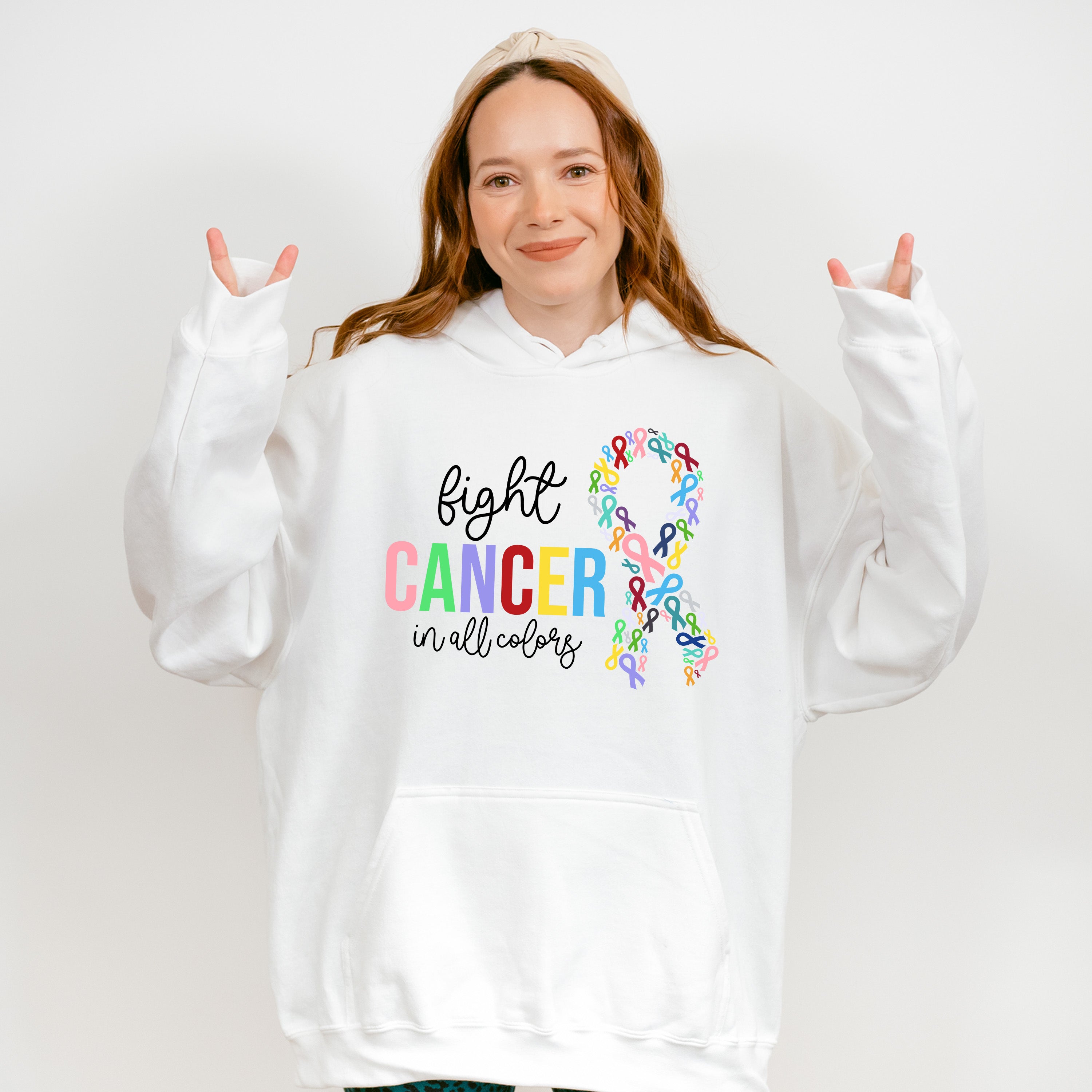 Fight Cancer In All Colors Ribbons - Cancer Unisex Crewneck T-Shirt Sweatshirt Hoodie