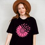Pink Sunflower Ribbons - Cancer Unisex Crewneck T-Shirt Sweatshirt Hoodie