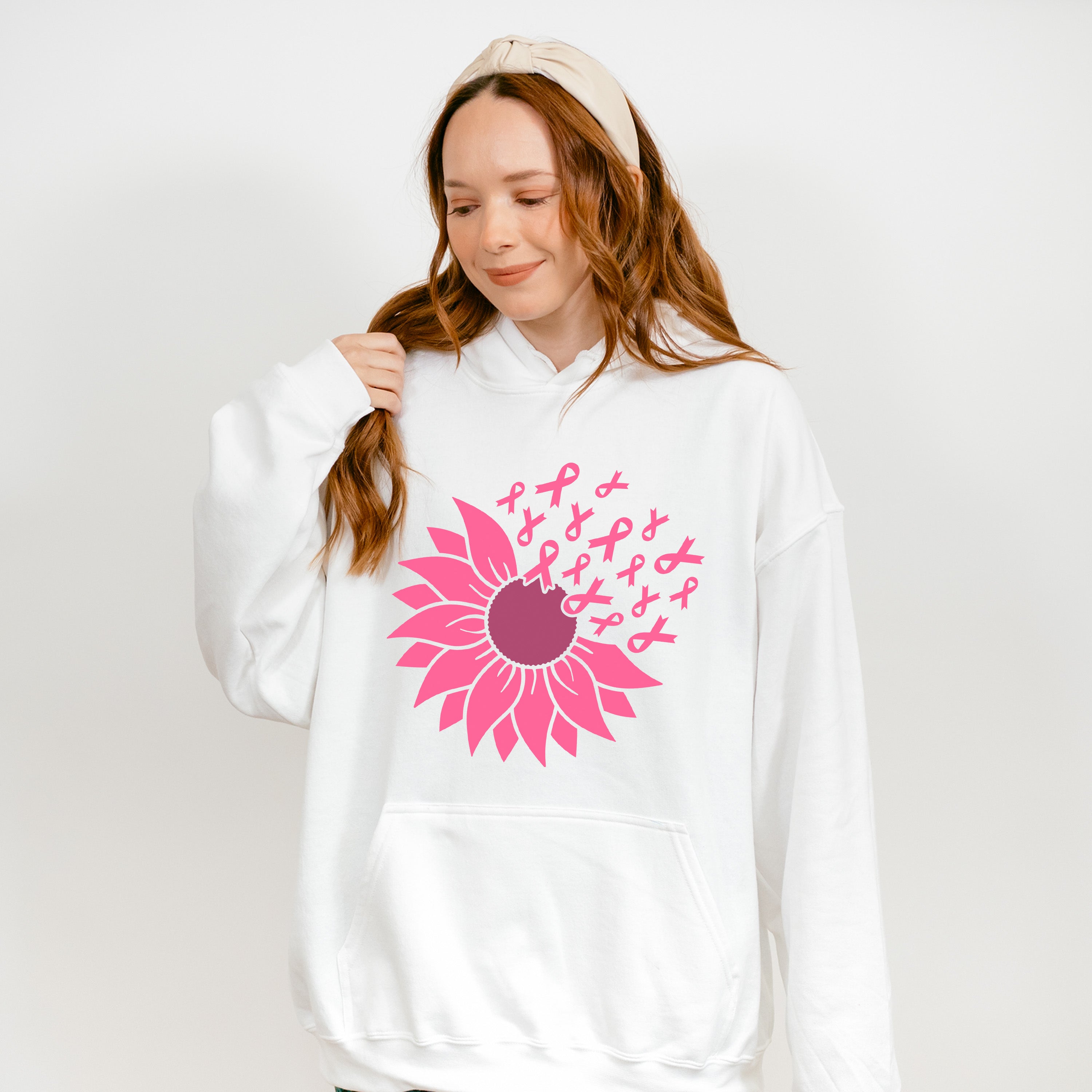 Pink Sunflower Ribbons - Cancer Unisex Crewneck T-Shirt Sweatshirt Hoodie