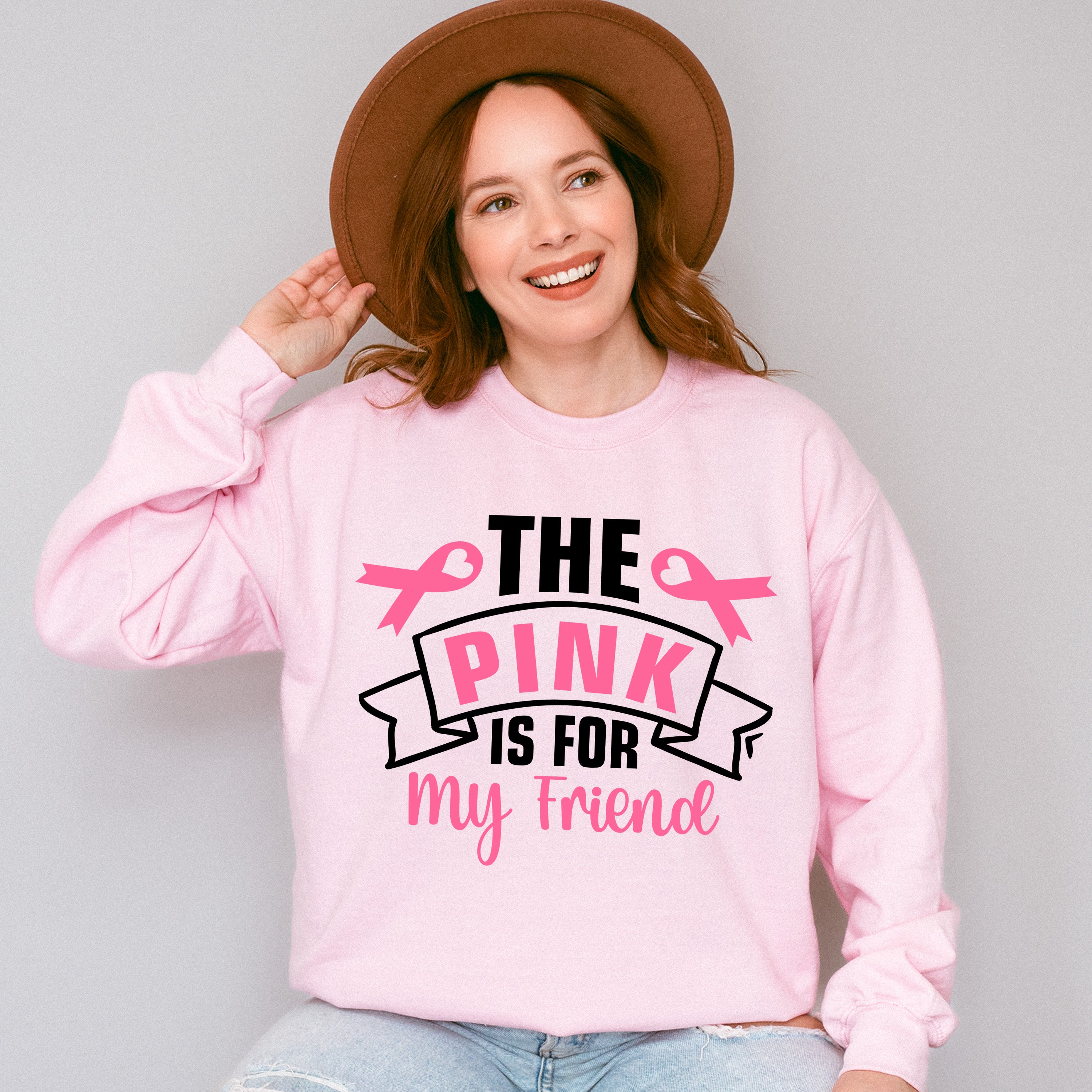 The Pink Is For My Friend - Cancer Unisex Crewneck T-Shirt Sweatshirt Hoodie