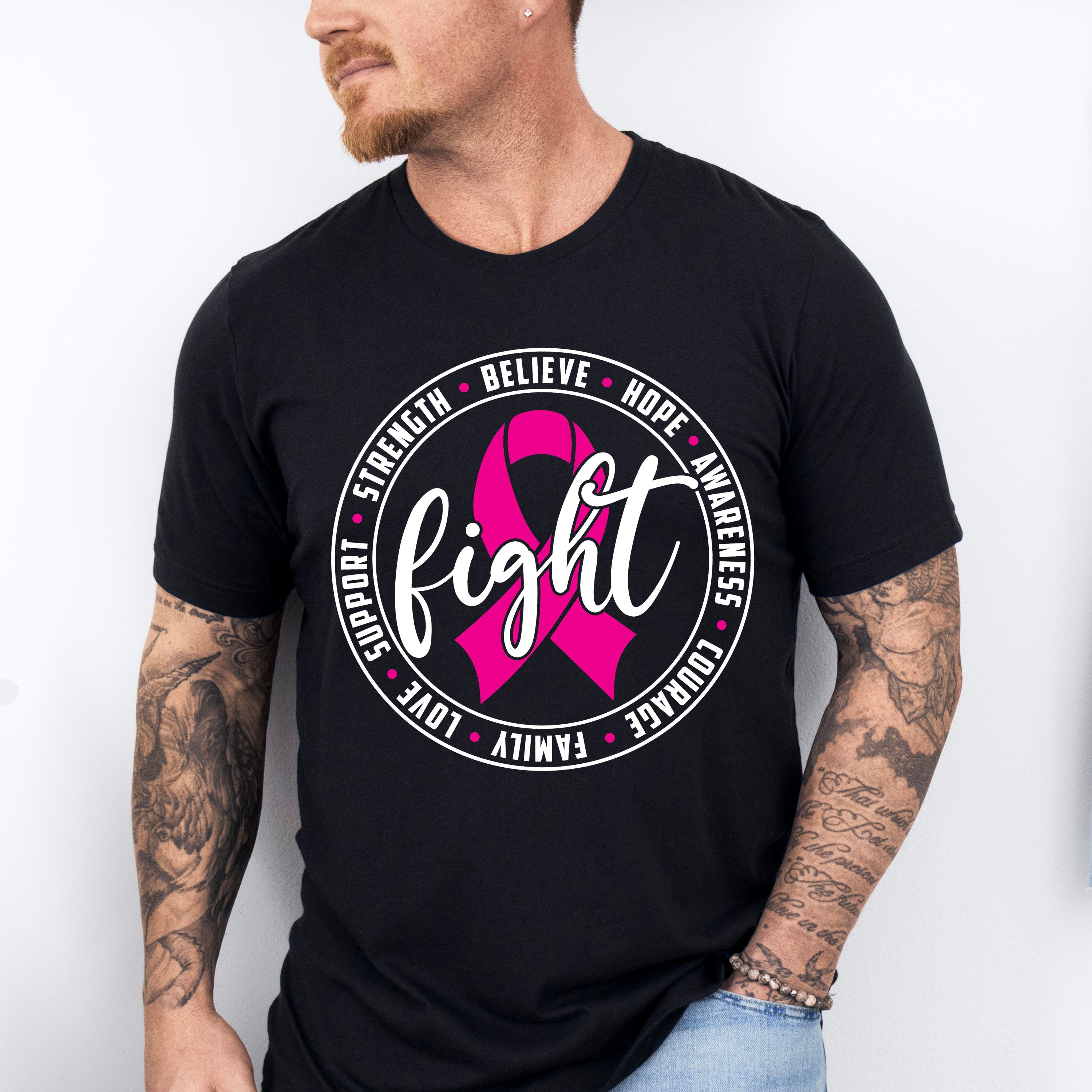 Fight Circular Design - Cancer Unisex Crewneck T-Shirt Sweatshirt Hoodie